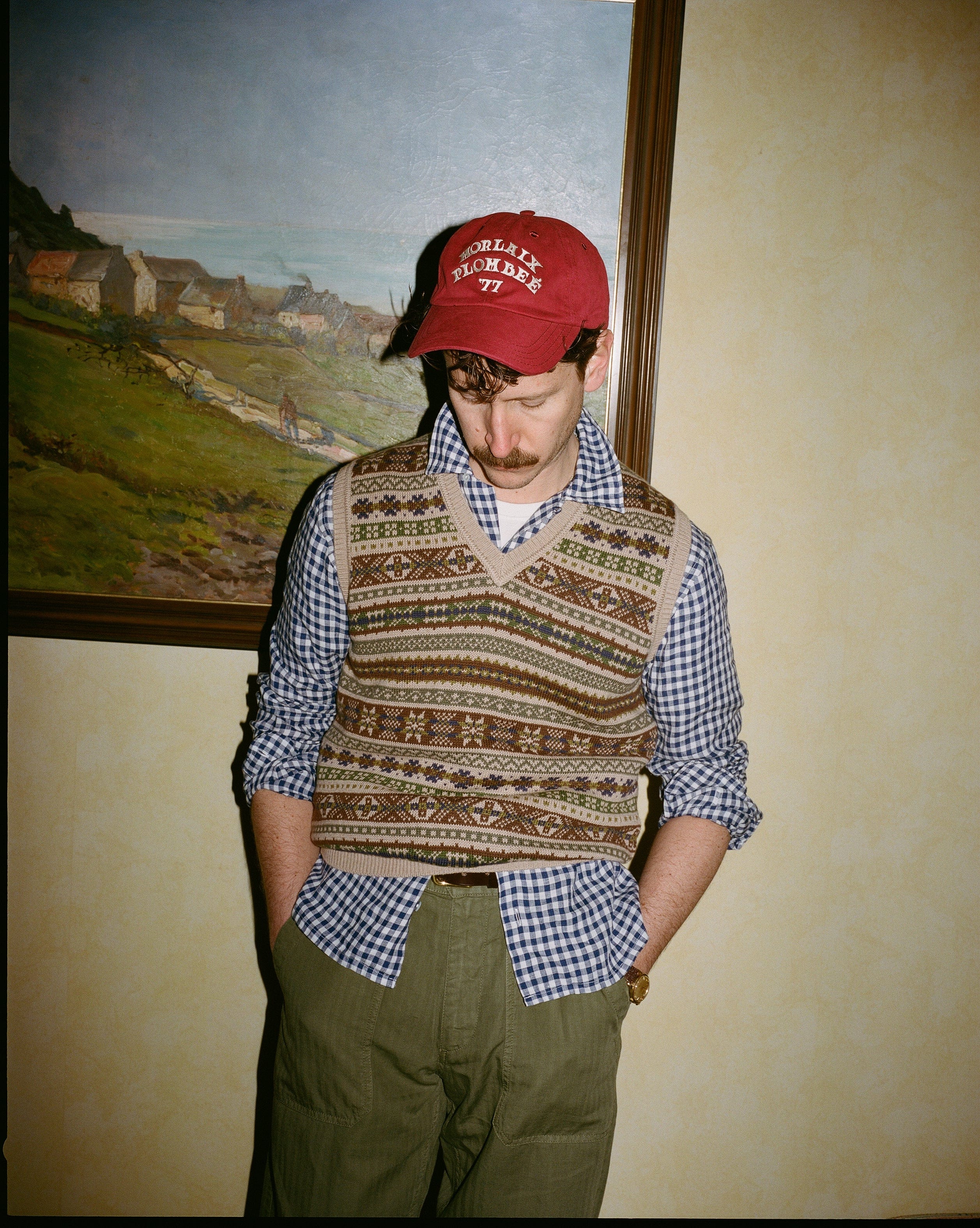 Beige Cotton Cashmere Fair Isle Knit Vest - Image 5