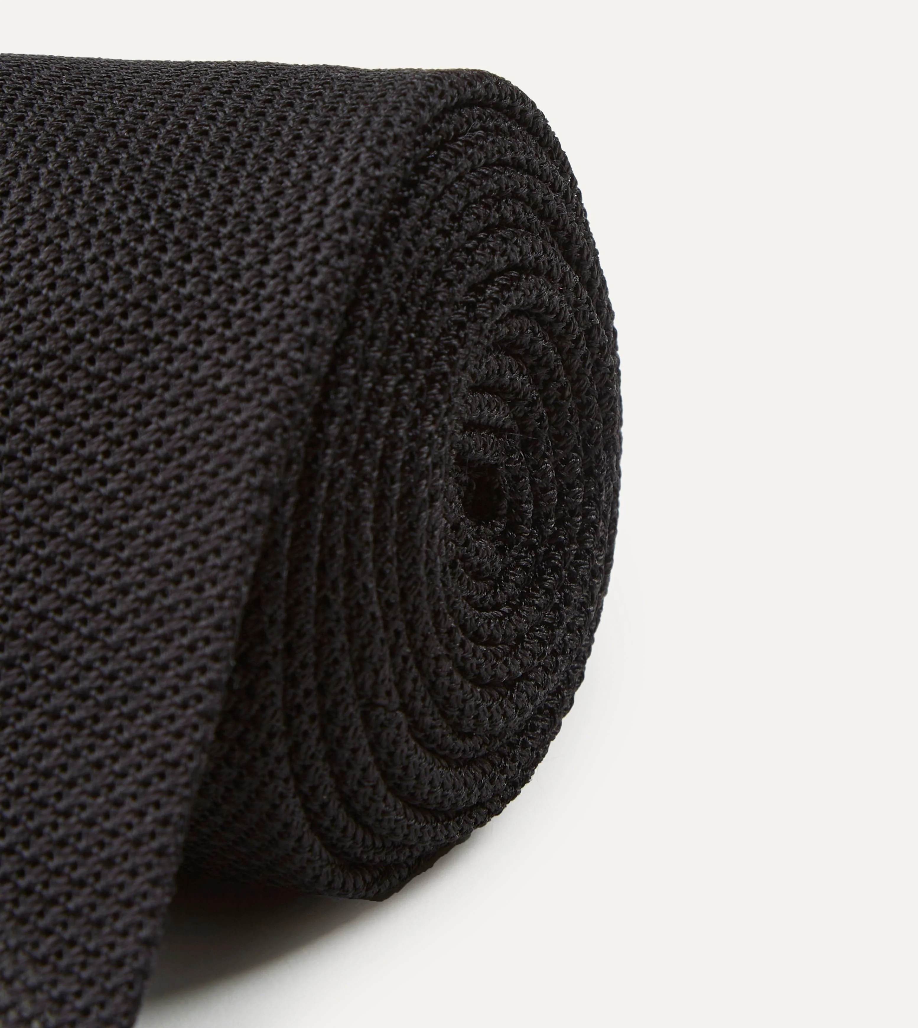 Black Fine Woven Grenadine Silk Hand Rolled Tie - Image 3