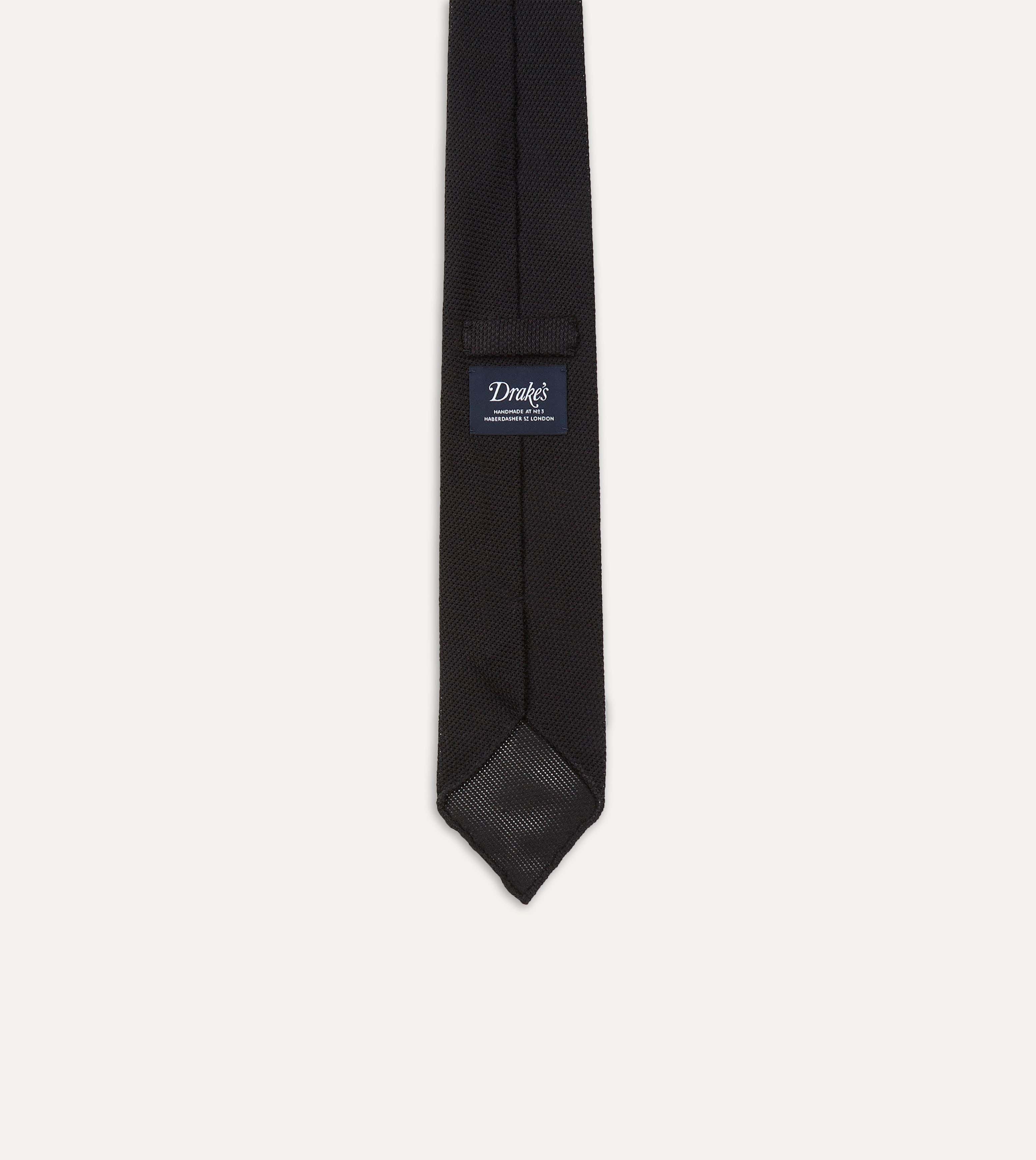 Black Fine Woven Grenadine Silk Hand Rolled Tie - Image 5