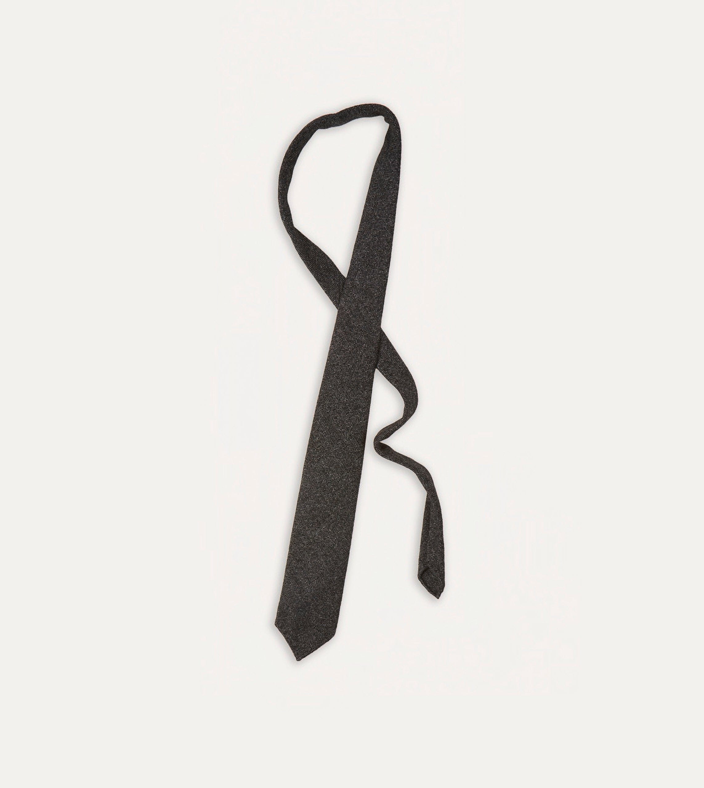 Black Pure Cashmere Solid Hand Rolled Tie - Image 4