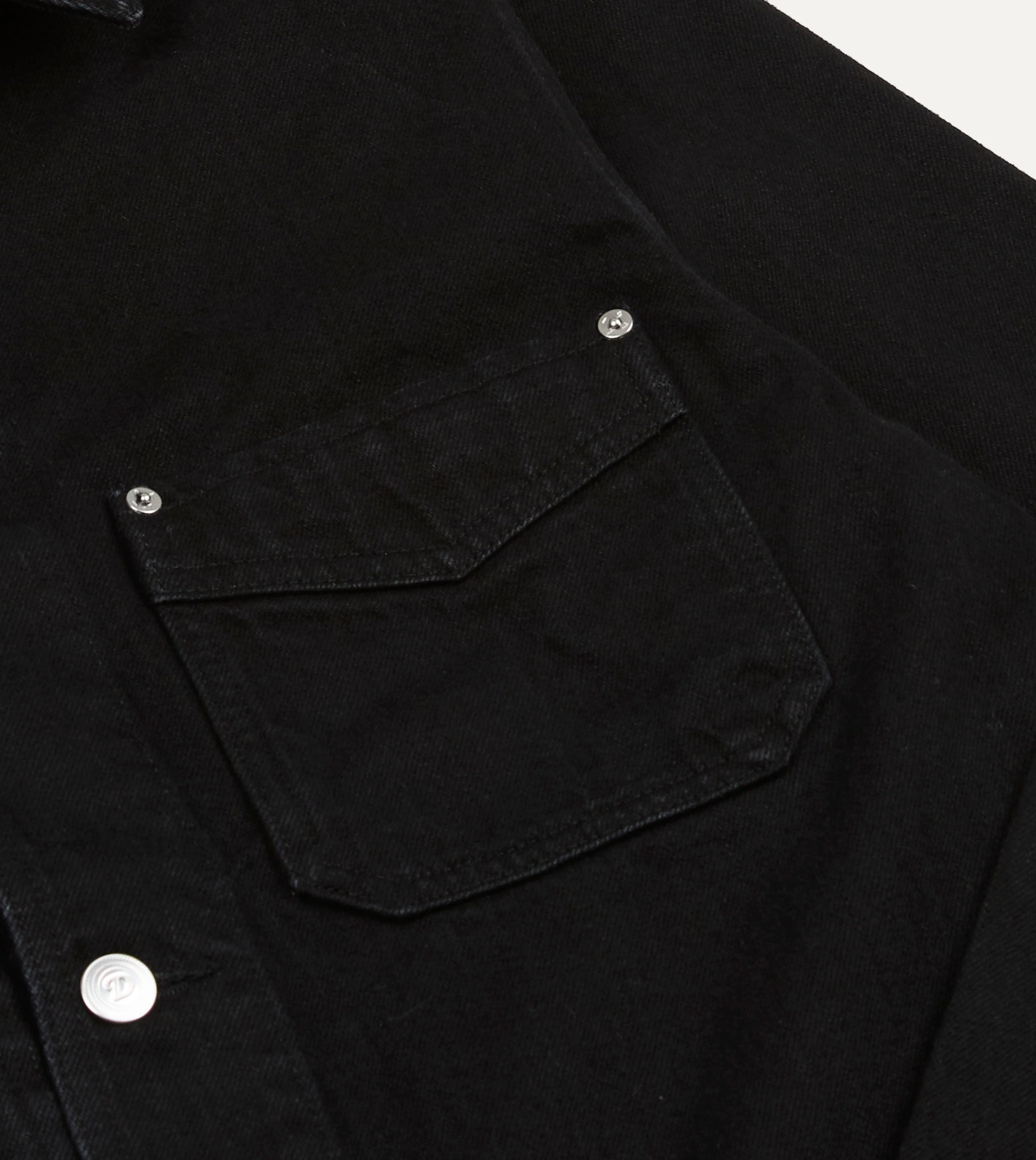 Black Selvedge Denim Five-Pocket Chore Jacket - Image 4