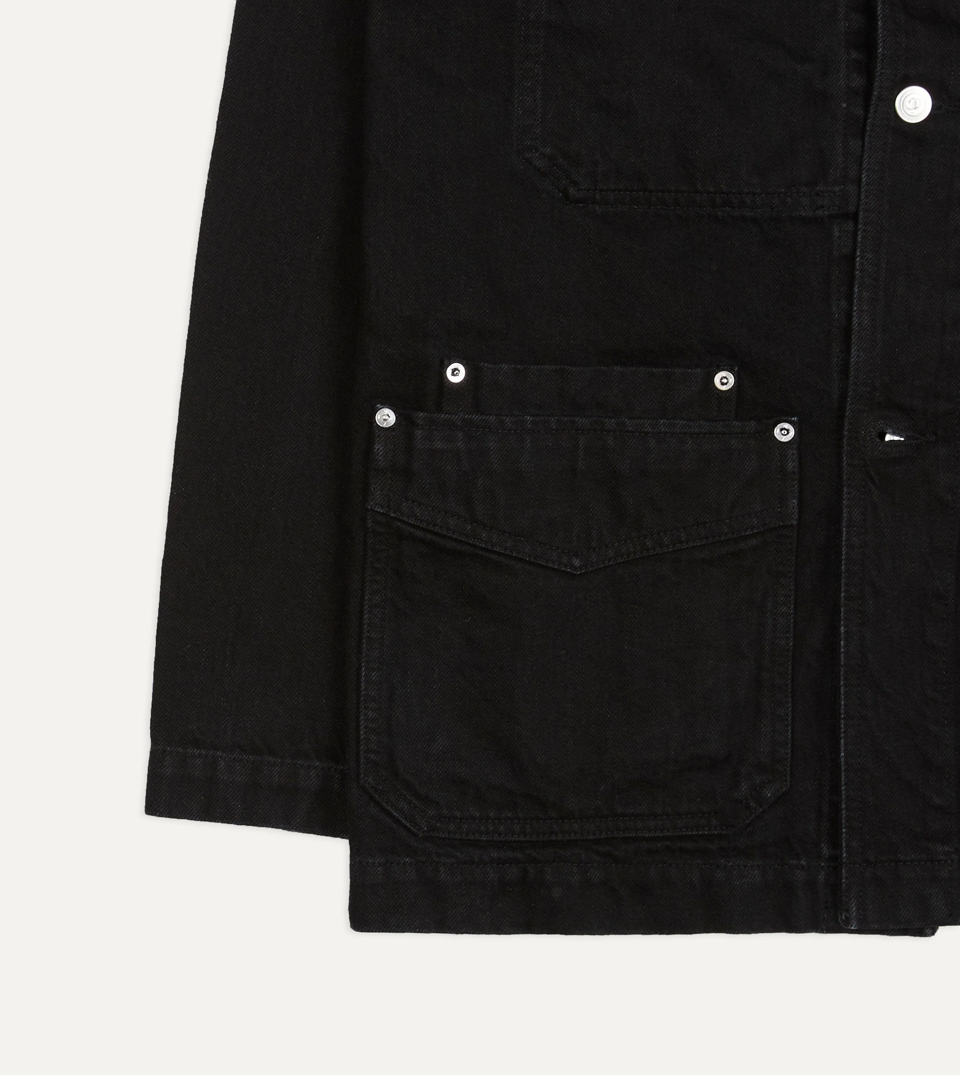 Black Selvedge Denim Five-Pocket Chore Jacket - Image 6