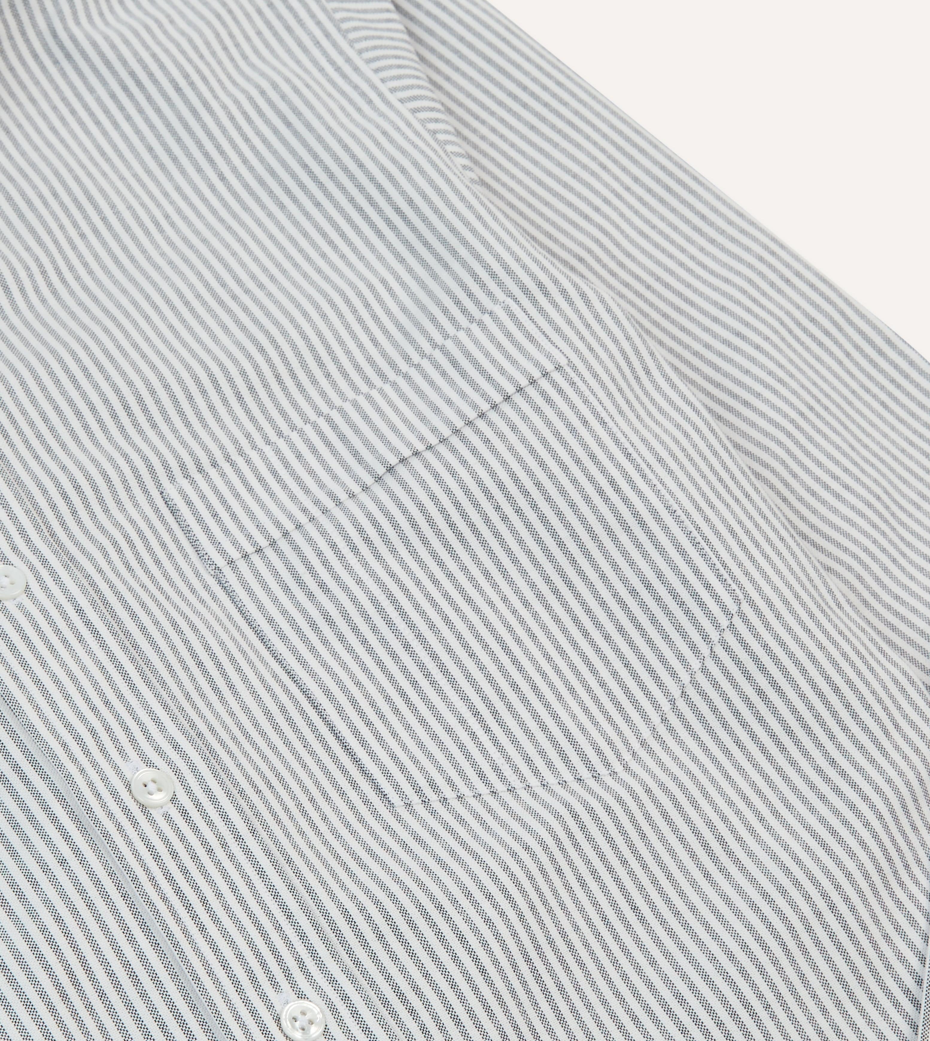 Black Ticking Stripe Cotton Oxford Cloth Button-Down Shirt - Image 4