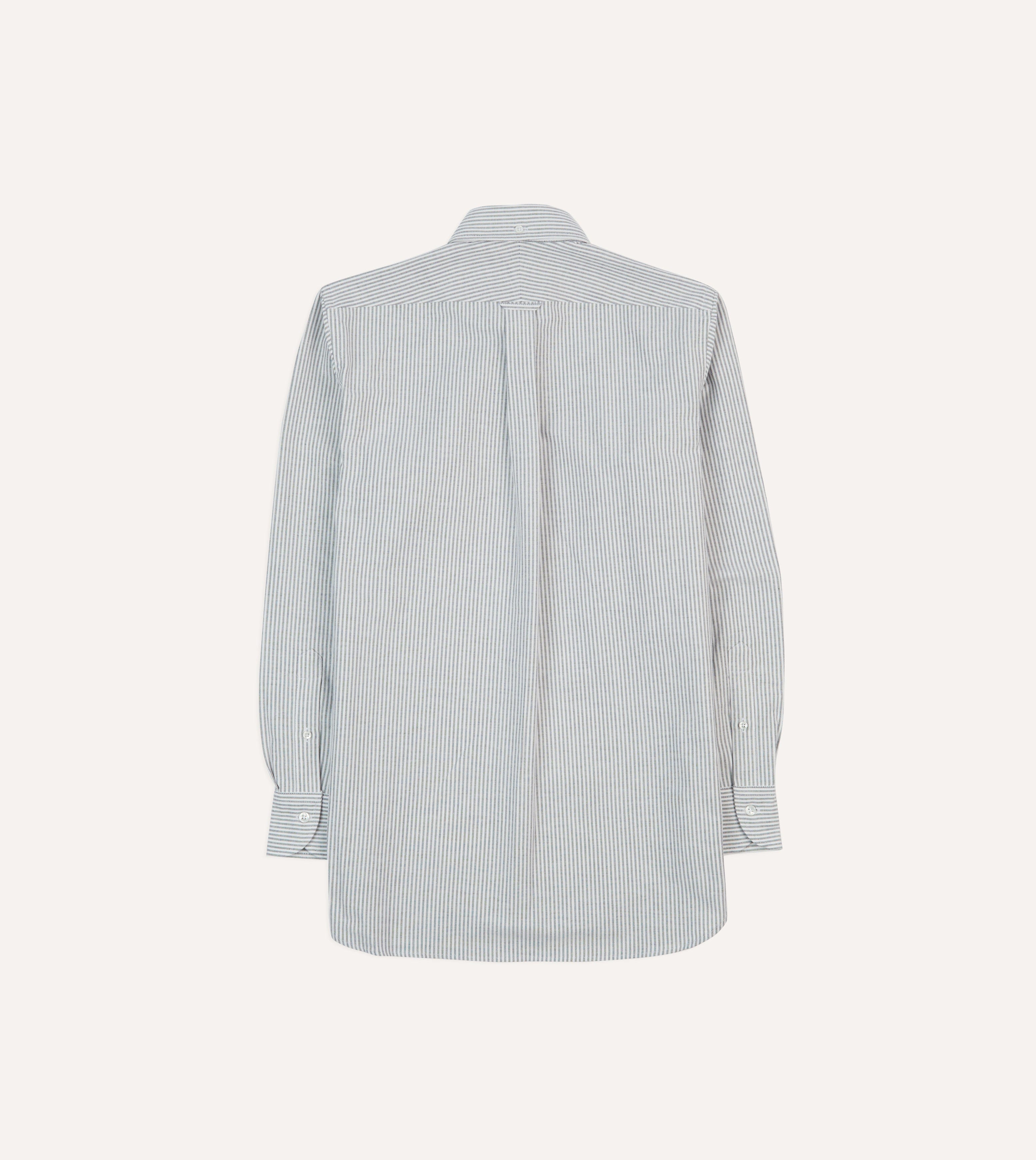 Black Ticking Stripe Cotton Oxford Cloth Button-Down Shirt - Image 6