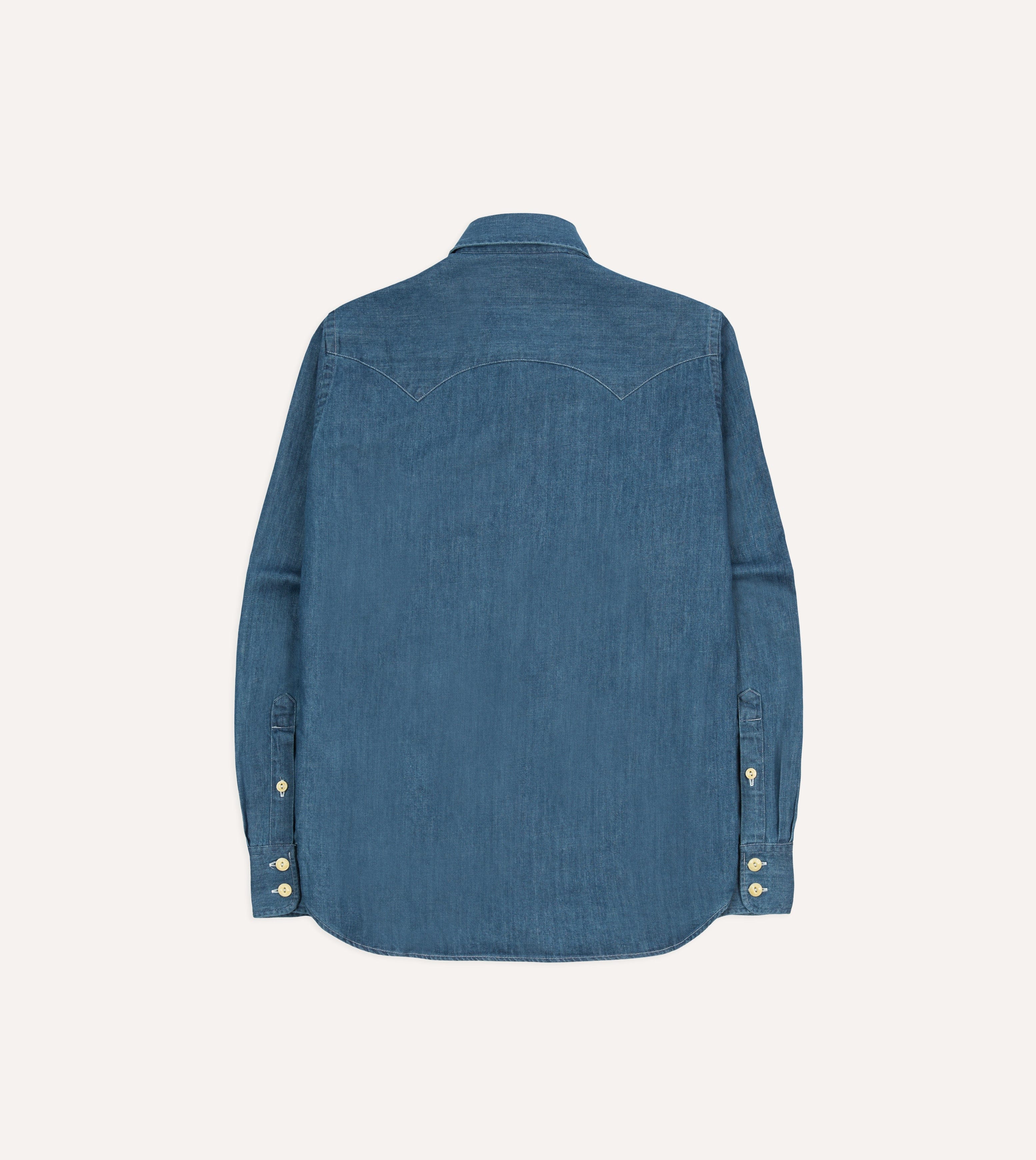 Stone Wash Denim Two-Pocket Western Shirt - Image 6