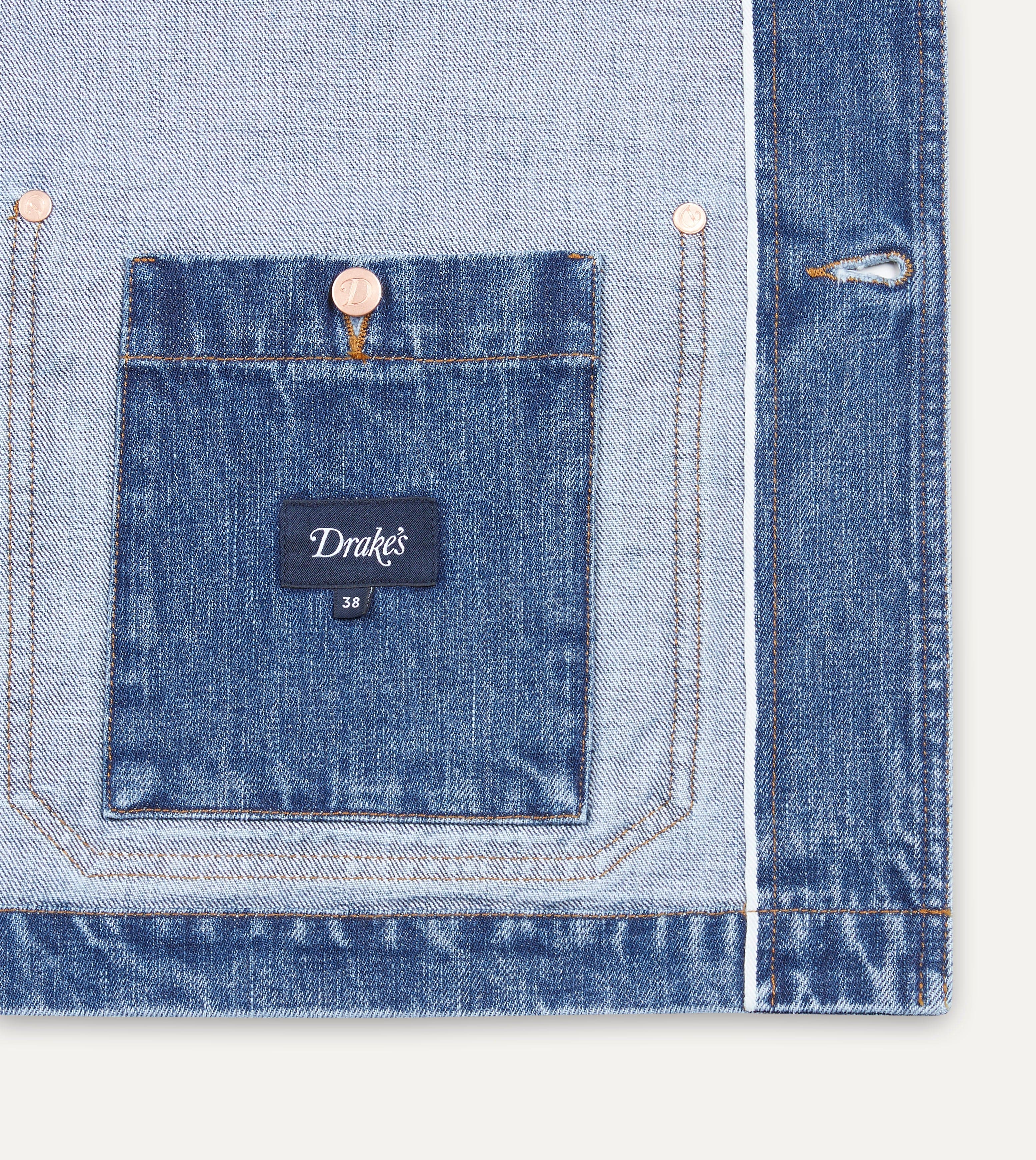Bleach Wash Selvedge Denim Five-Pocket Chore Jacket - Image 5