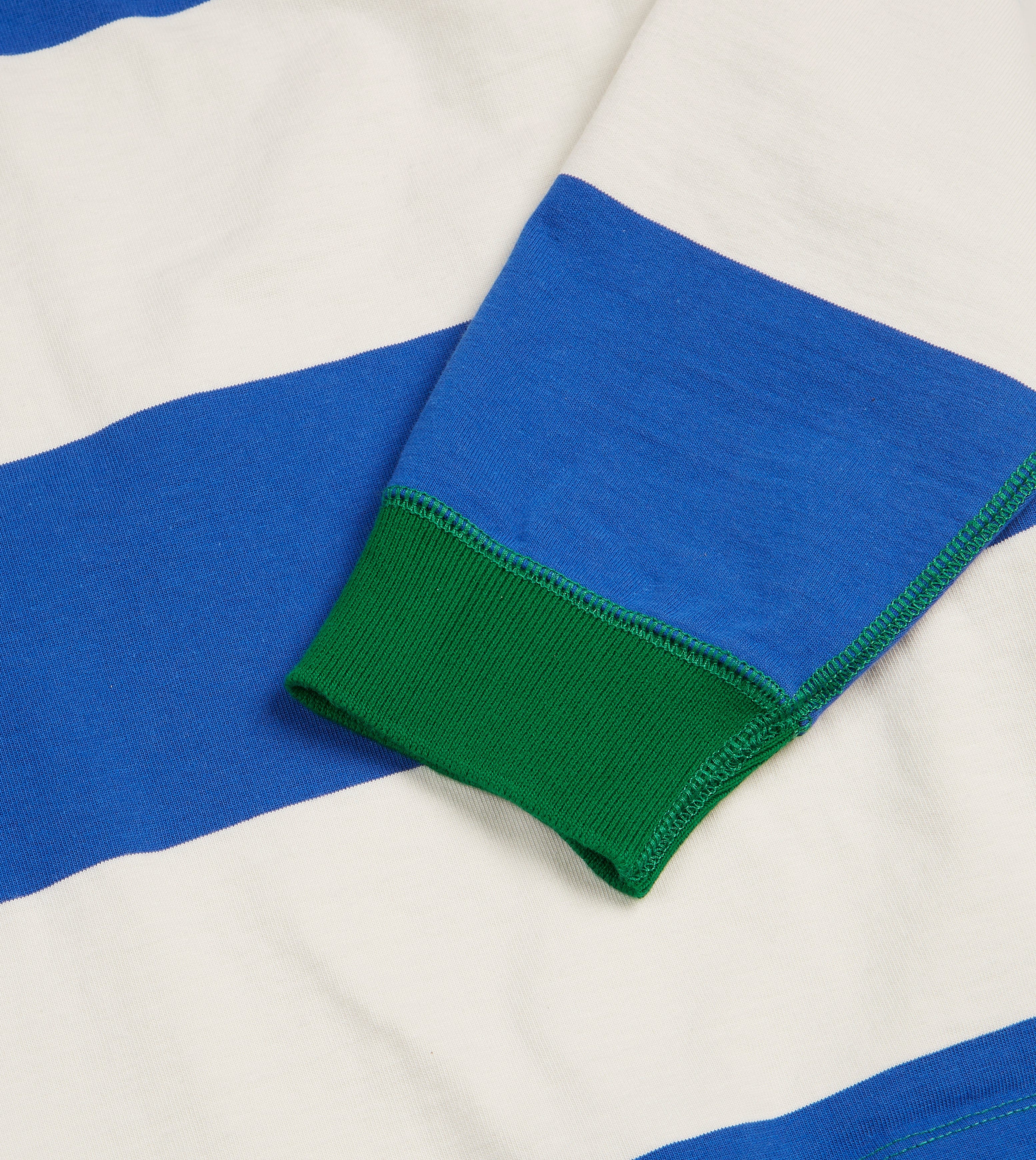 Blue and White Wide Stripe Mock Collar Long-Sleeve Jersey - Image 5