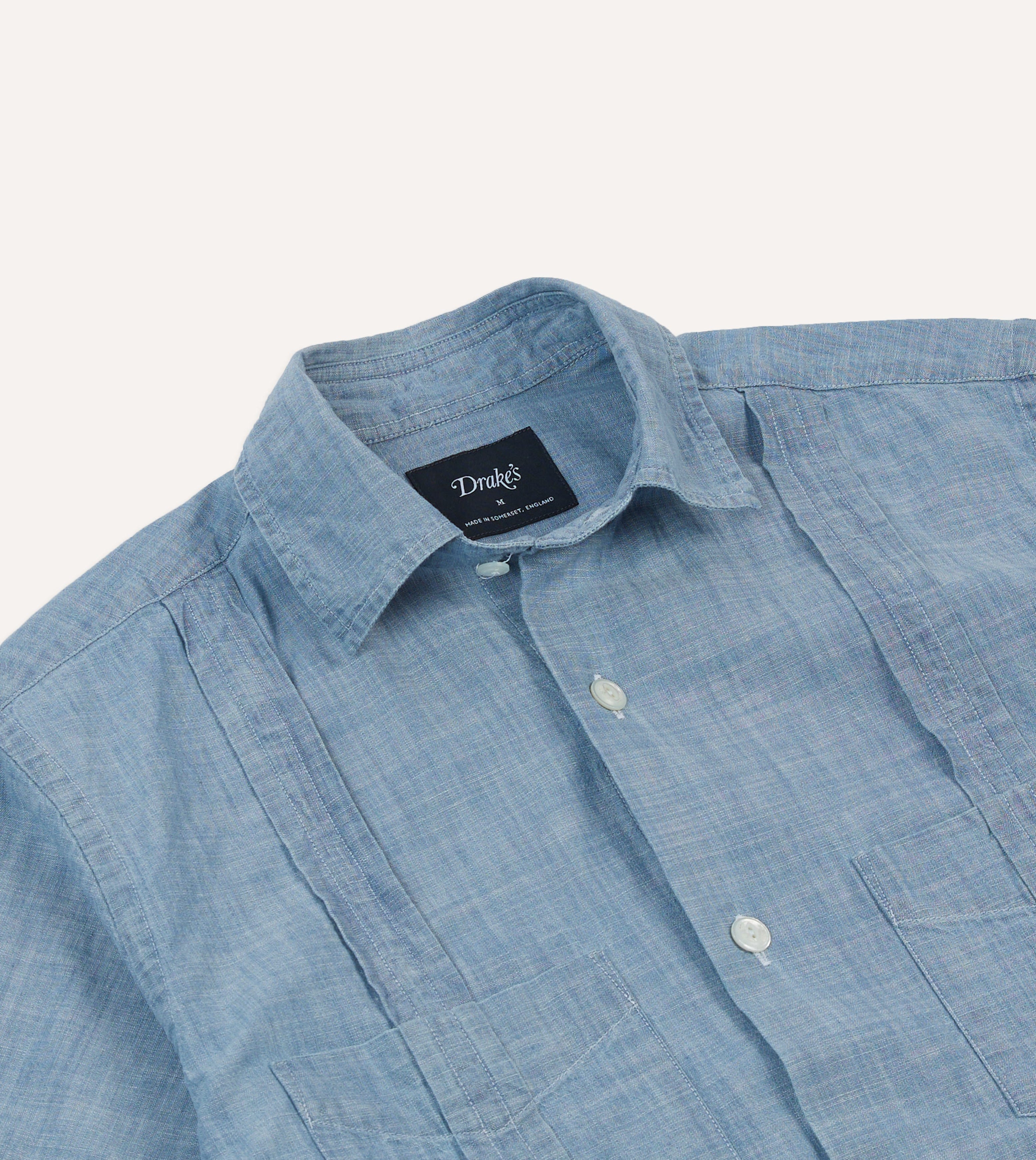 Blue Chambray Short Sleeve Cuban Shirt - Image 3