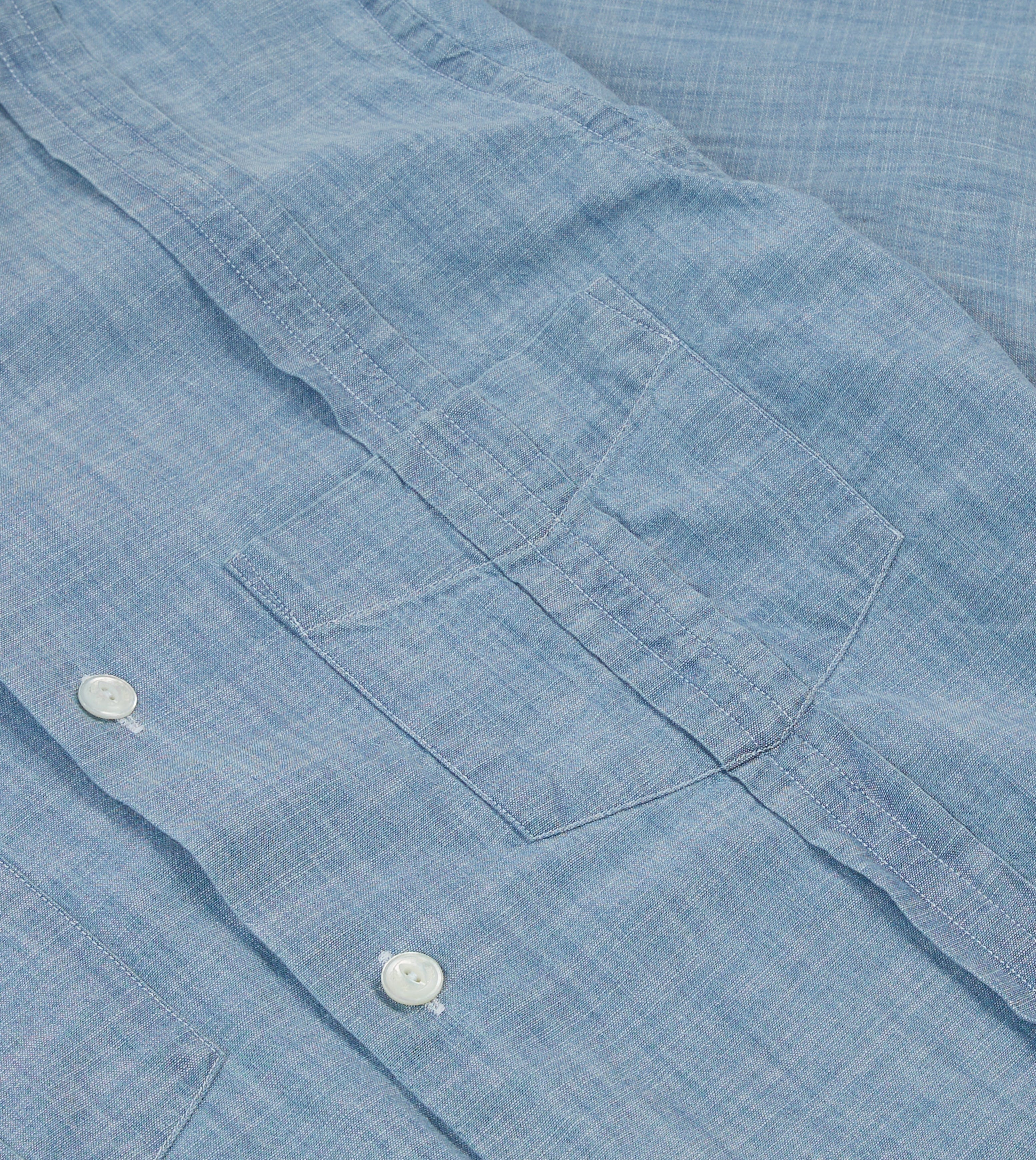 Blue Chambray Short Sleeve Cuban Shirt - Image 4