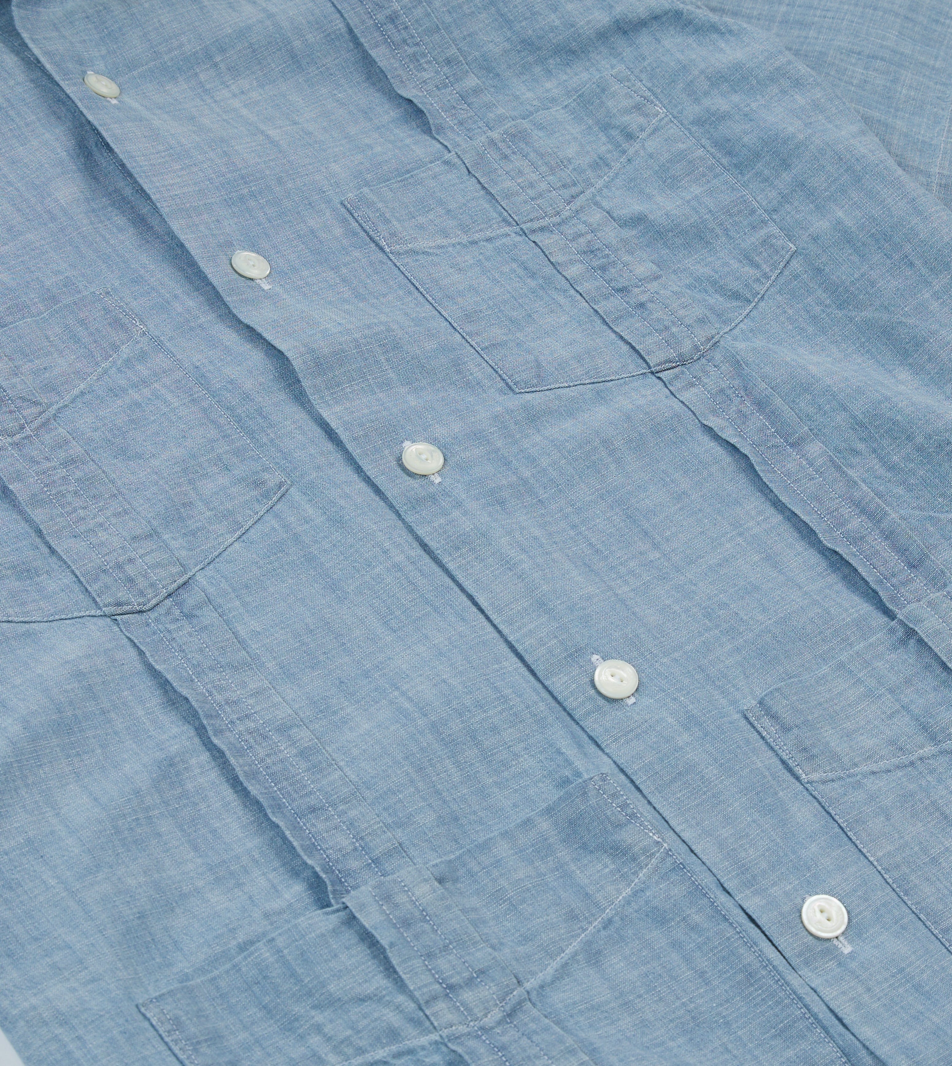 Blue Chambray Short Sleeve Cuban Shirt - Image 5