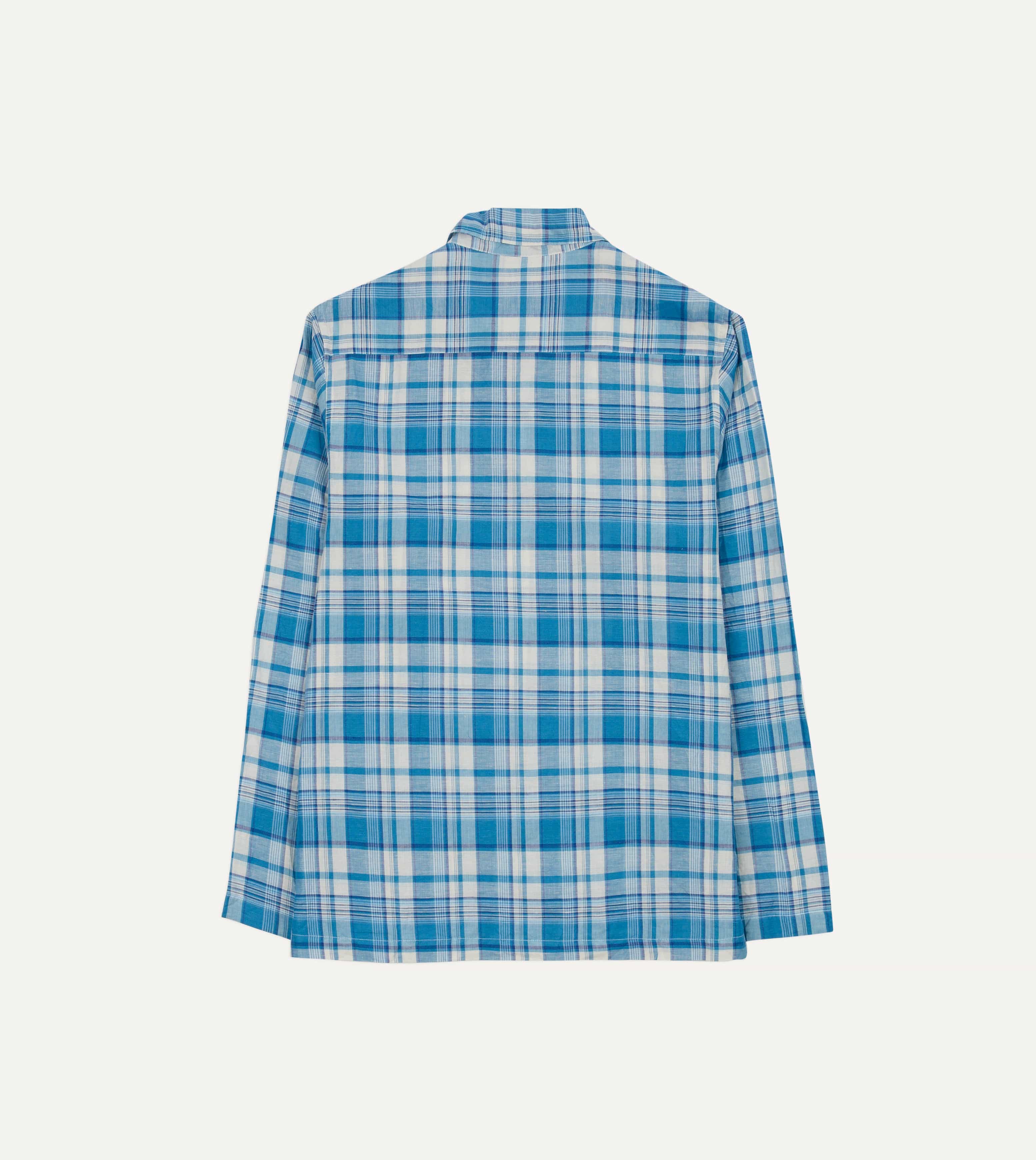 Blue Madras Check Linen Smock Shirt - Image 3