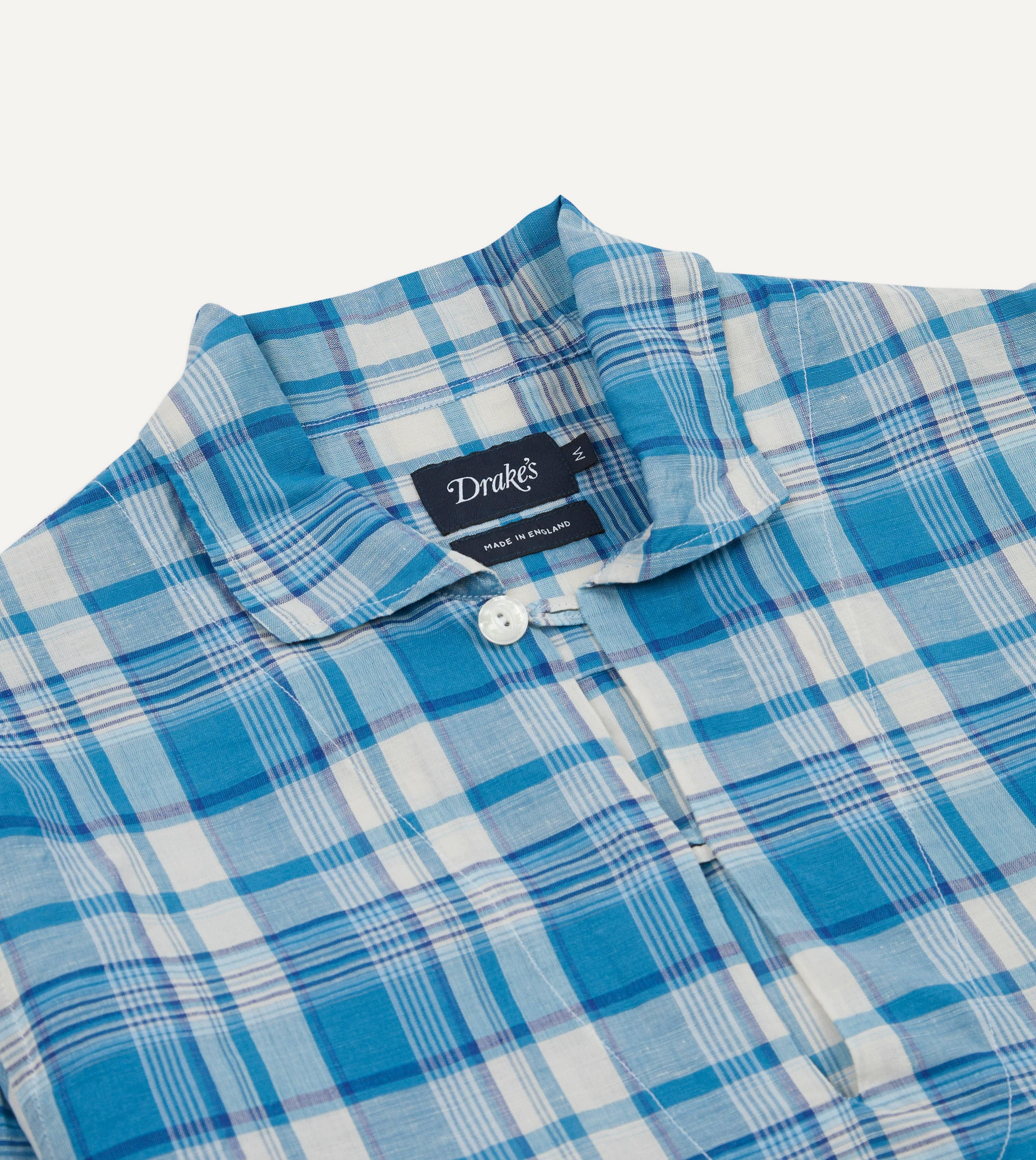 Blue Madras Check Linen Smock Shirt - Image 4