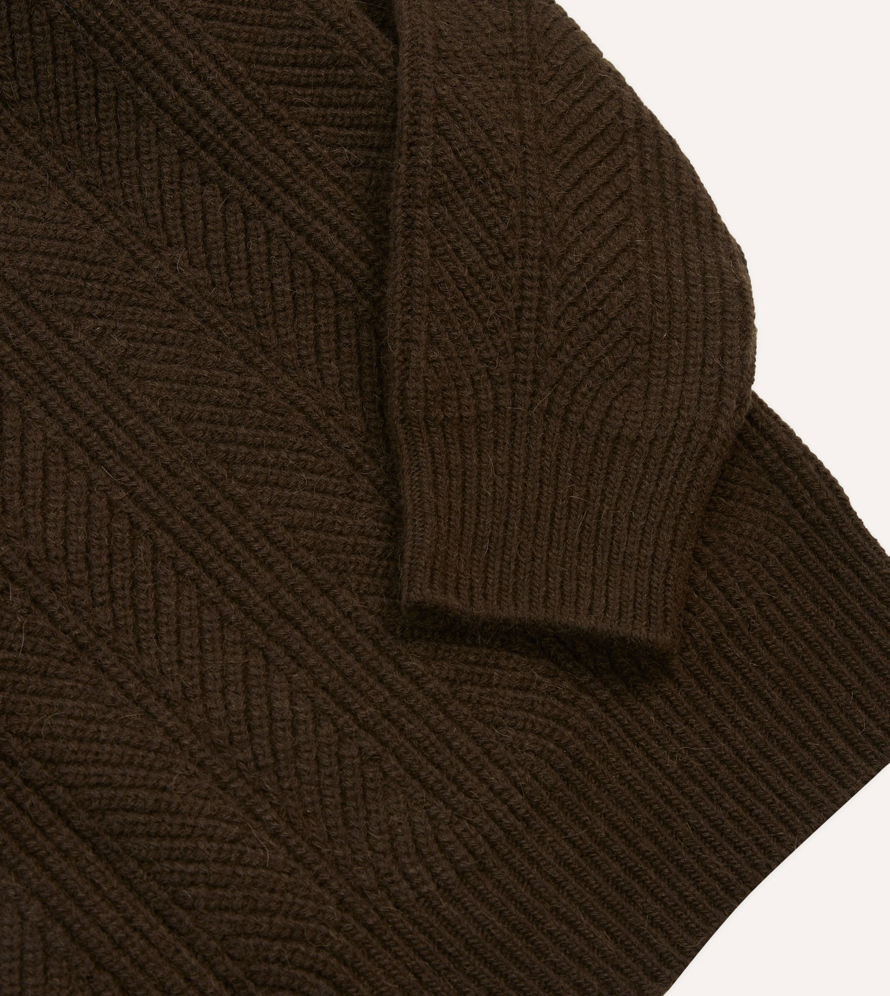 Brown Alpaca Lambswool Integral Collar Jumper - Image 4