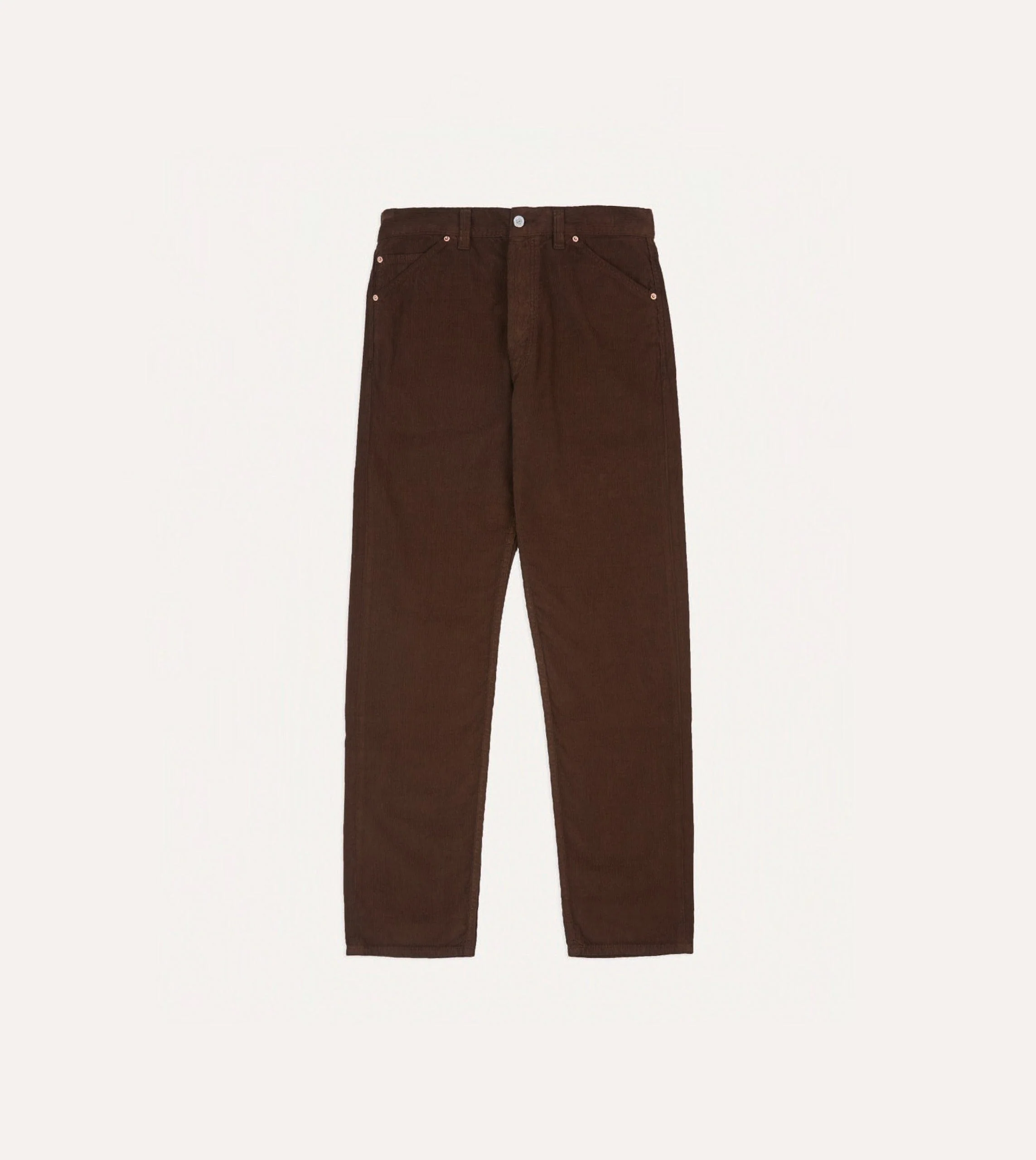 Brown Japanese Selvedge Needlecord Five-Pocket Trousers - Image 3