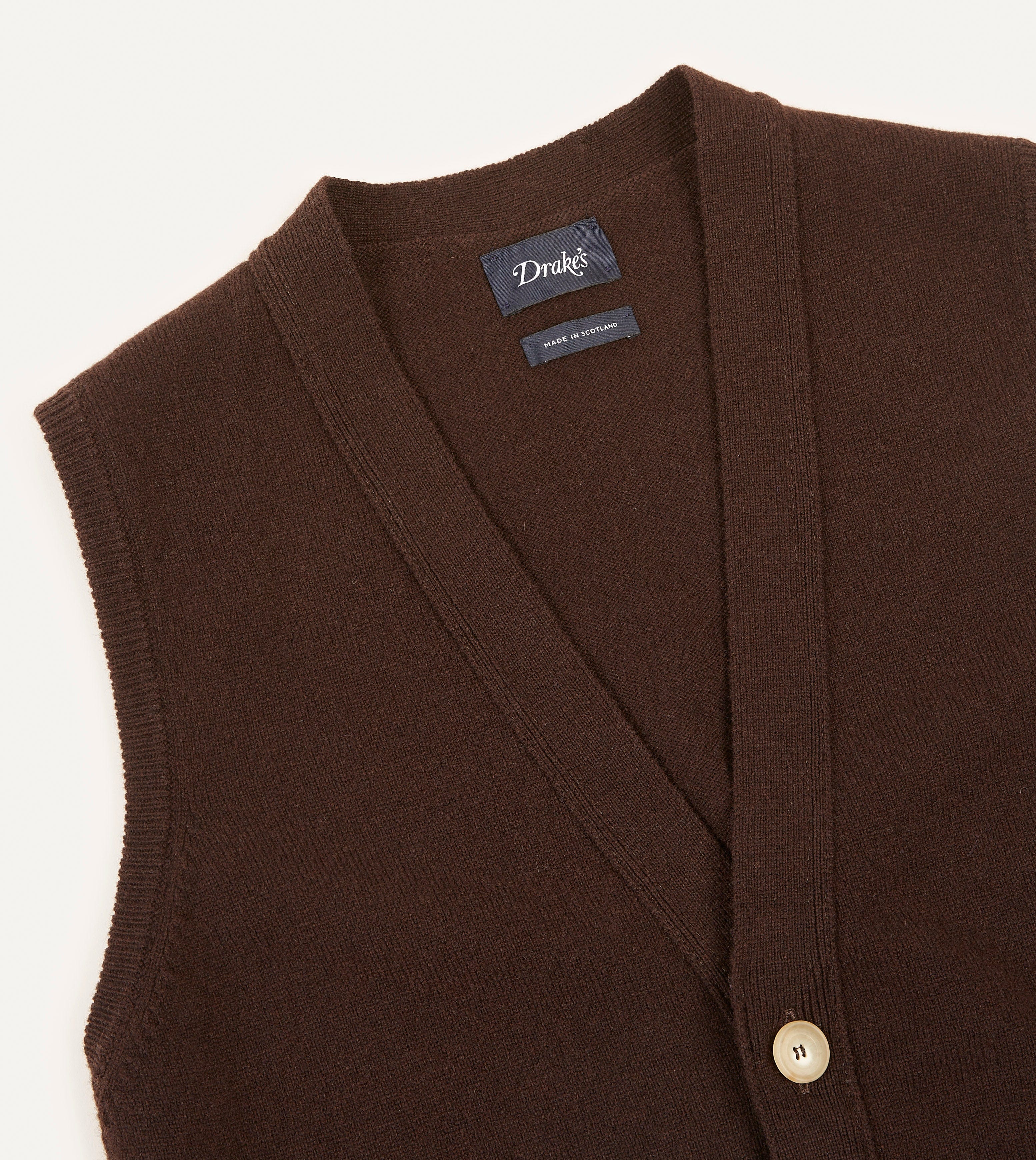 Brown Lambswool Sleeveless Cardigan - Image 3