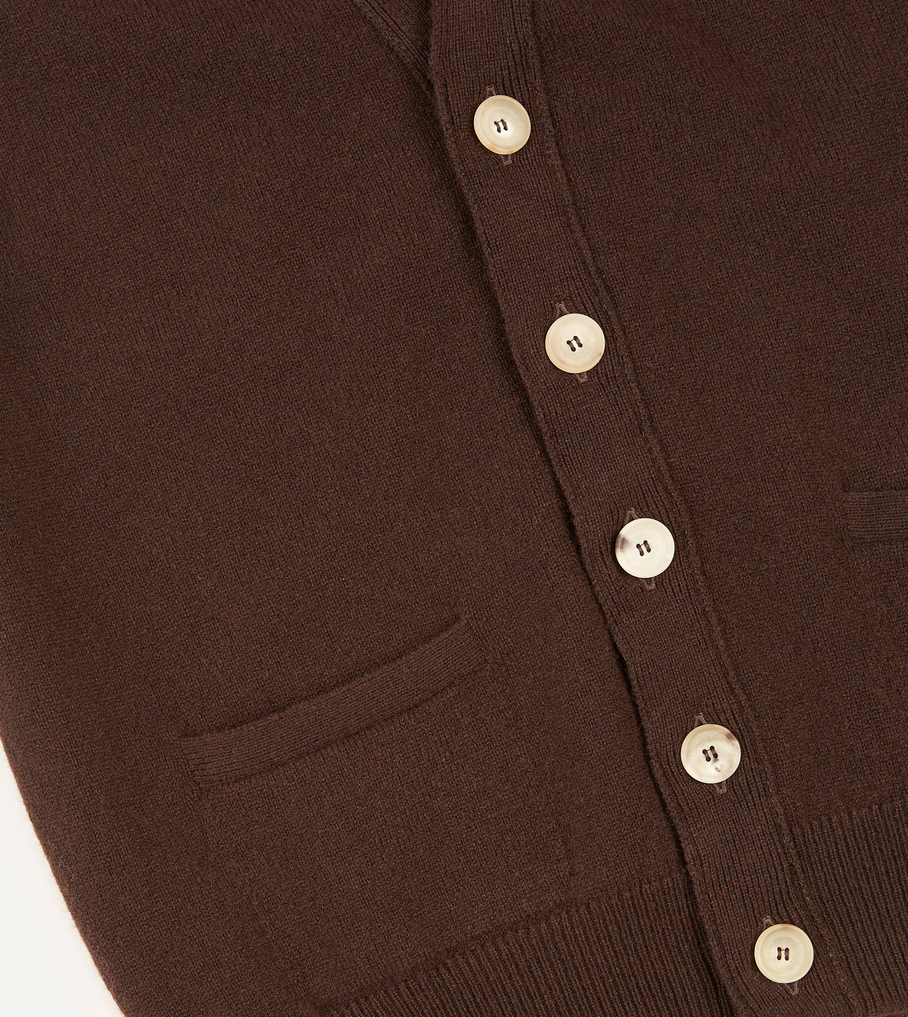 Brown Lambswool Sleeveless Cardigan - Image 4