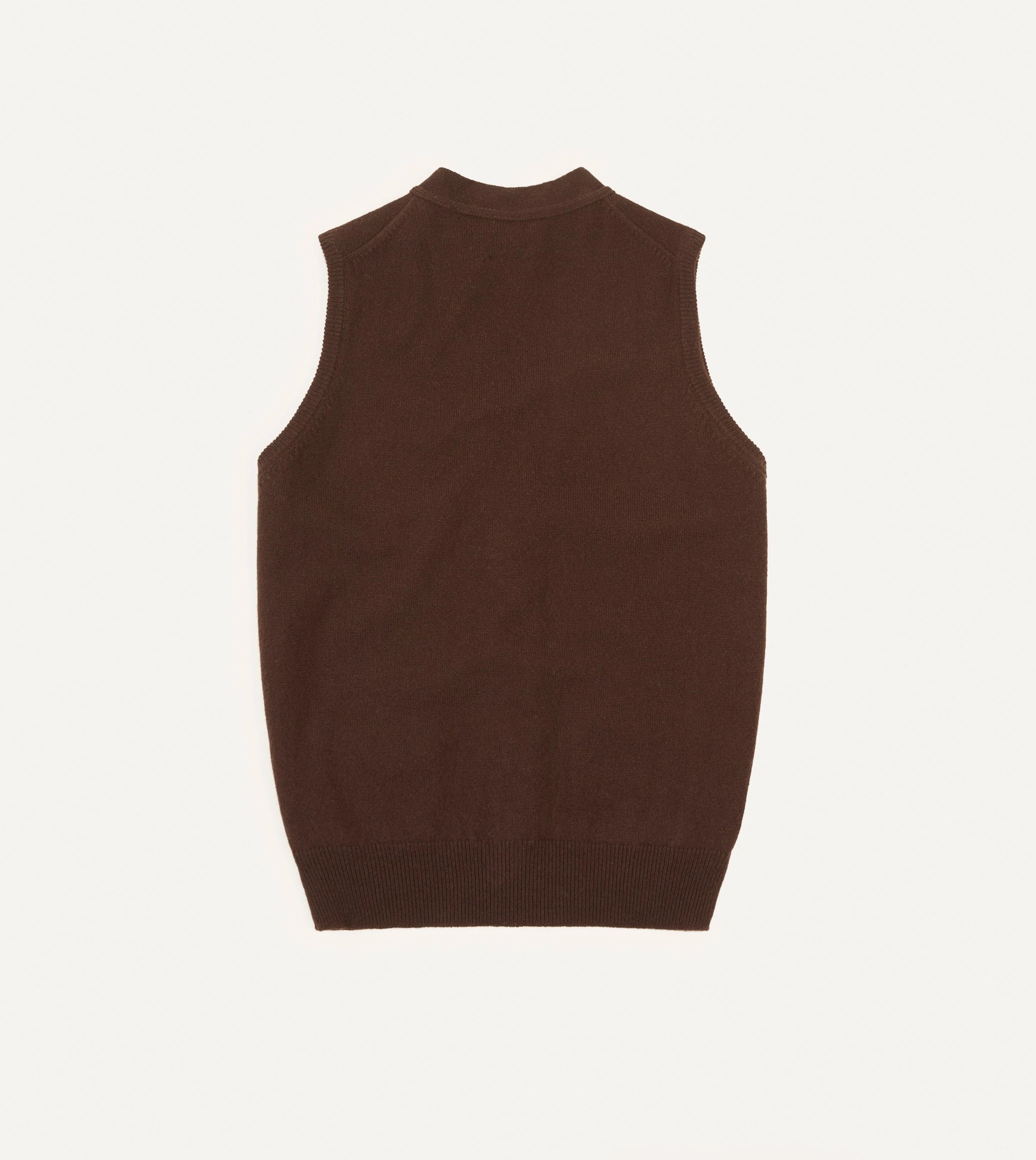 Brown Lambswool Sleeveless Cardigan - Image 5