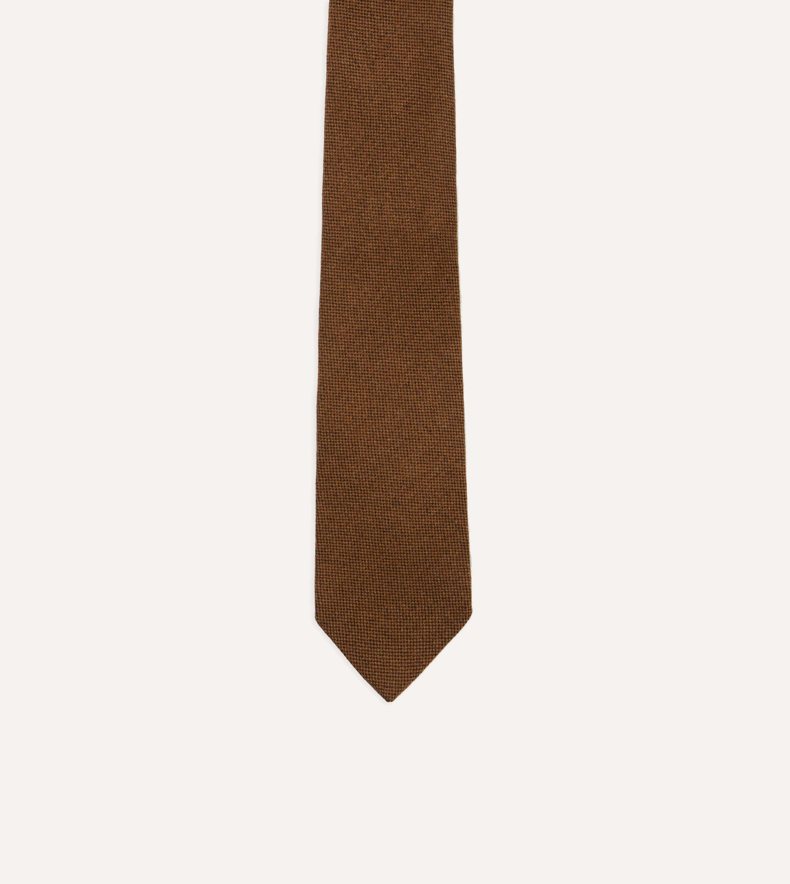 Brown Pure Cashmere Solid Tipped Tie - Image 3