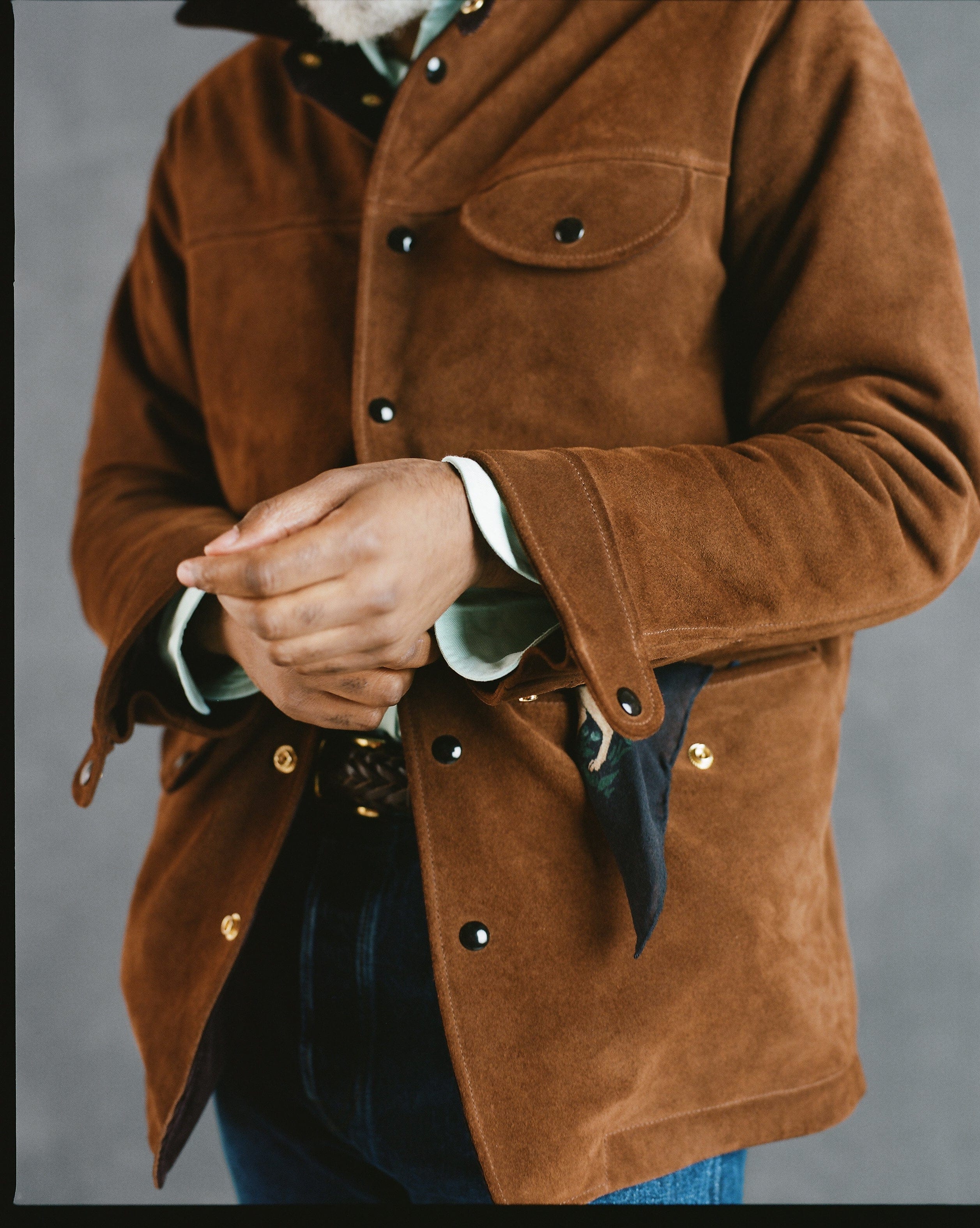 Brown Suede Car Coat with Blanket Lining - Image 10