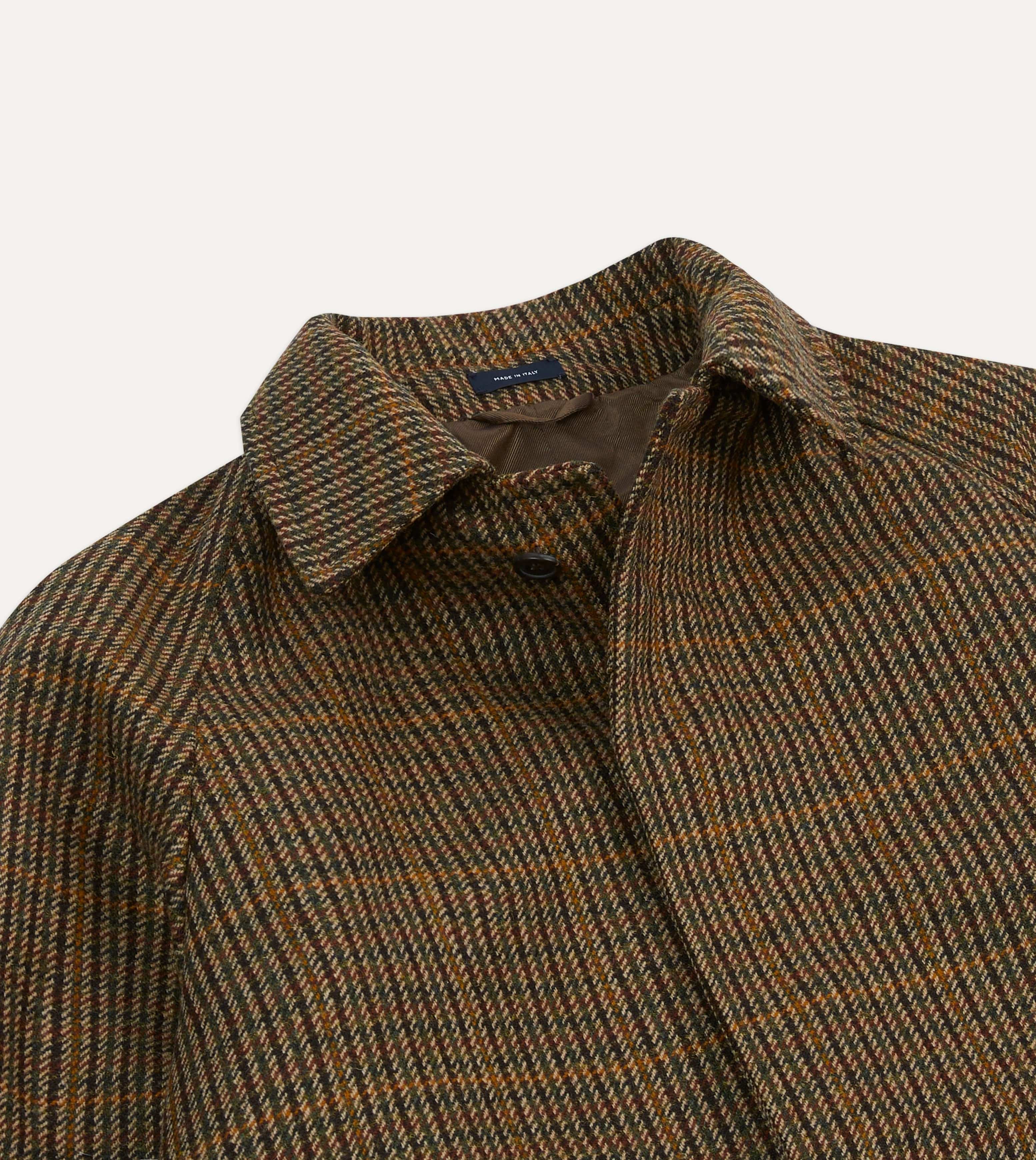 Brown Wool Tweed Raglan Coat - Image 3