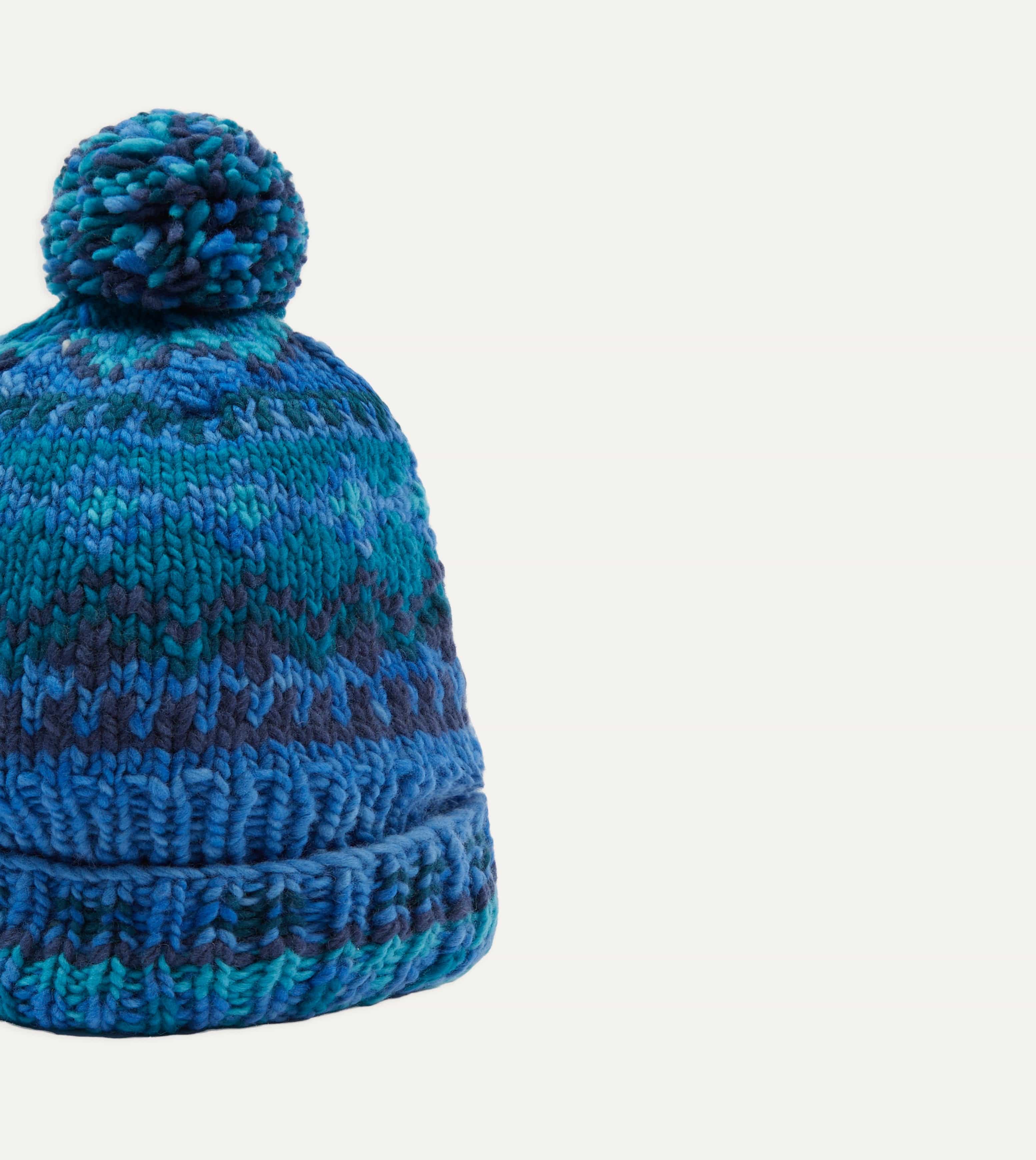 Chamula Blue Fairisle Merino Knit Cap - Image 3