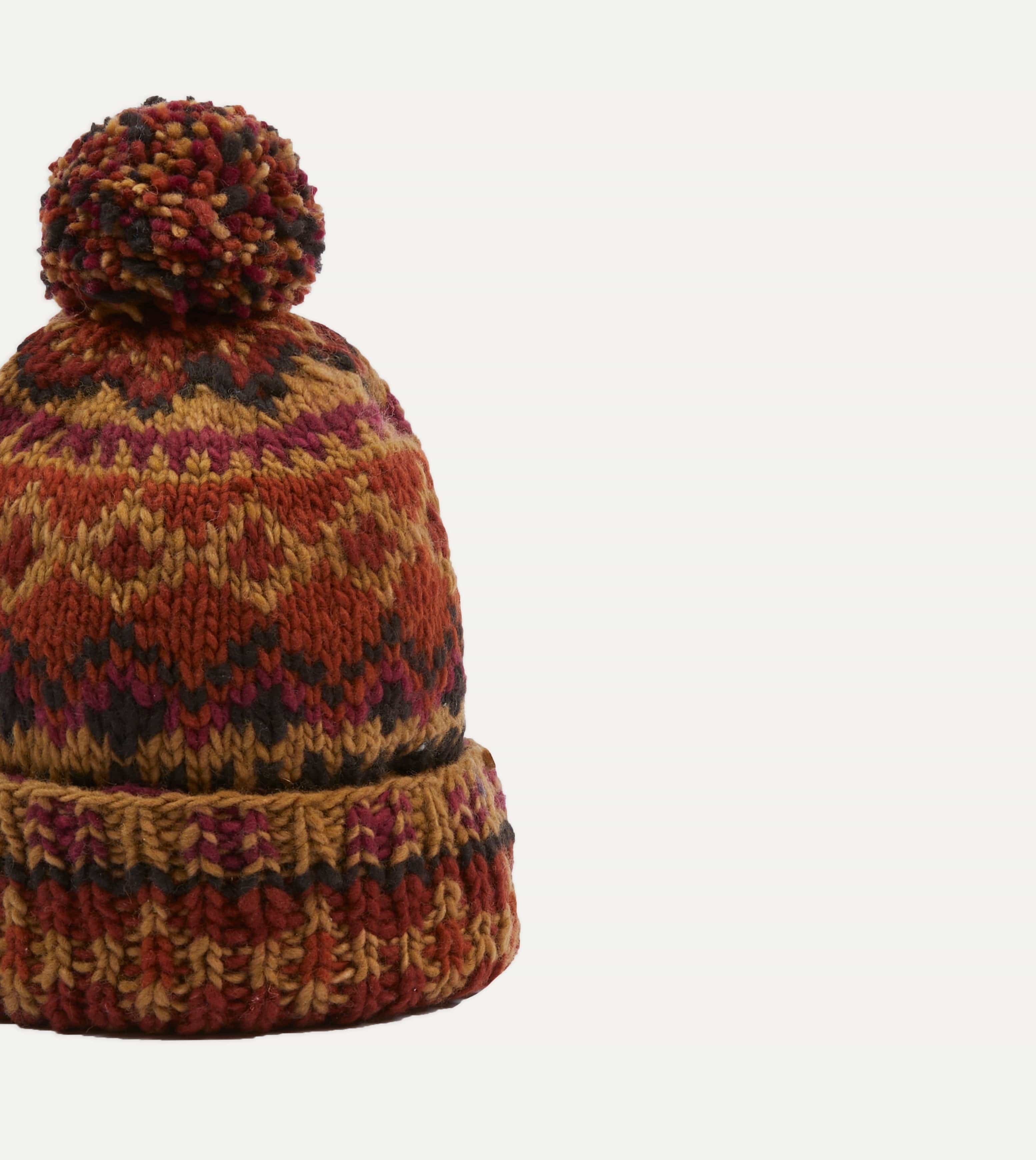 Chamula Brown Fairisle Merino Knit Cap - Image 3