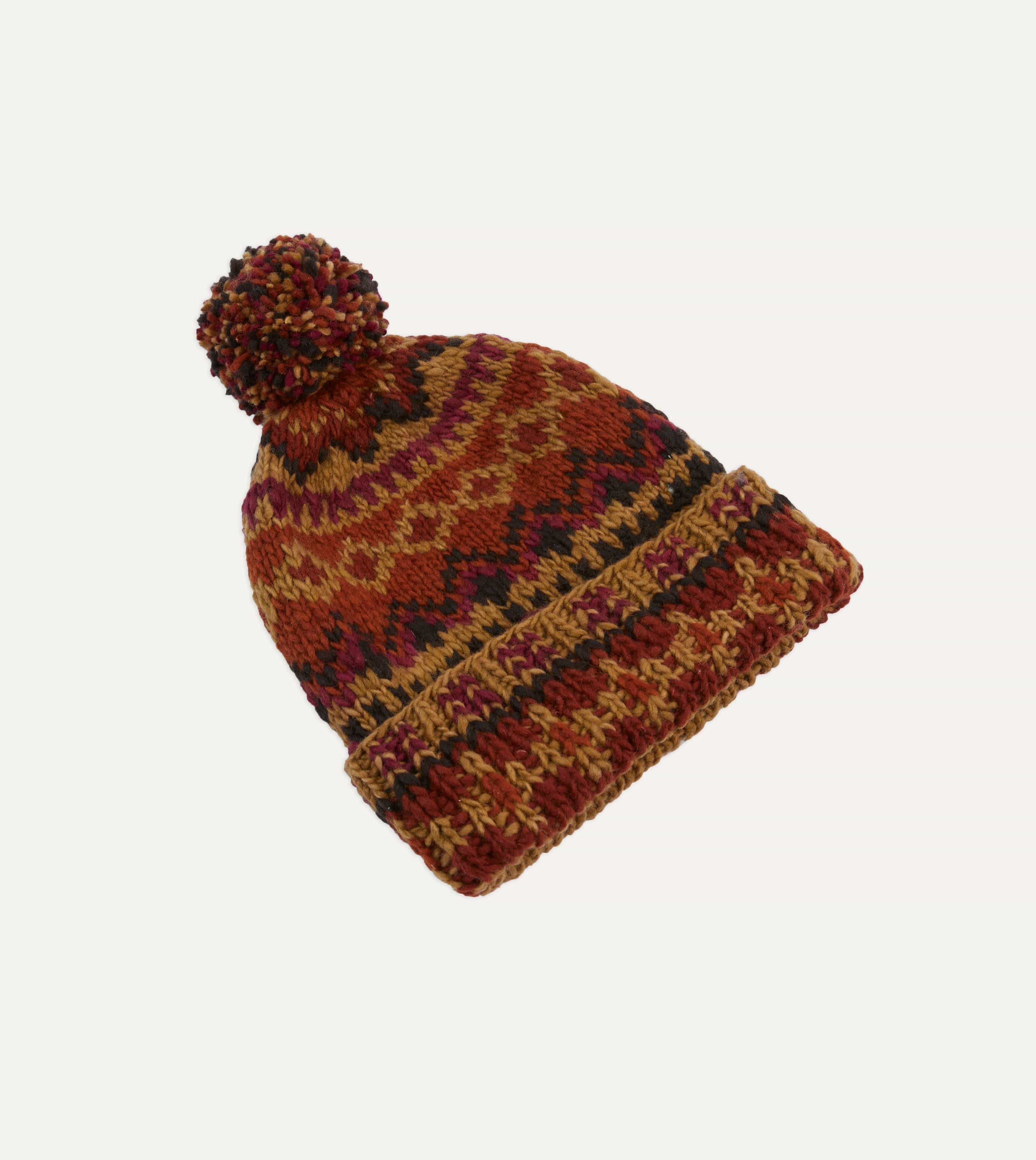 Chamula Brown Fairisle Merino Knit Cap - Image 4