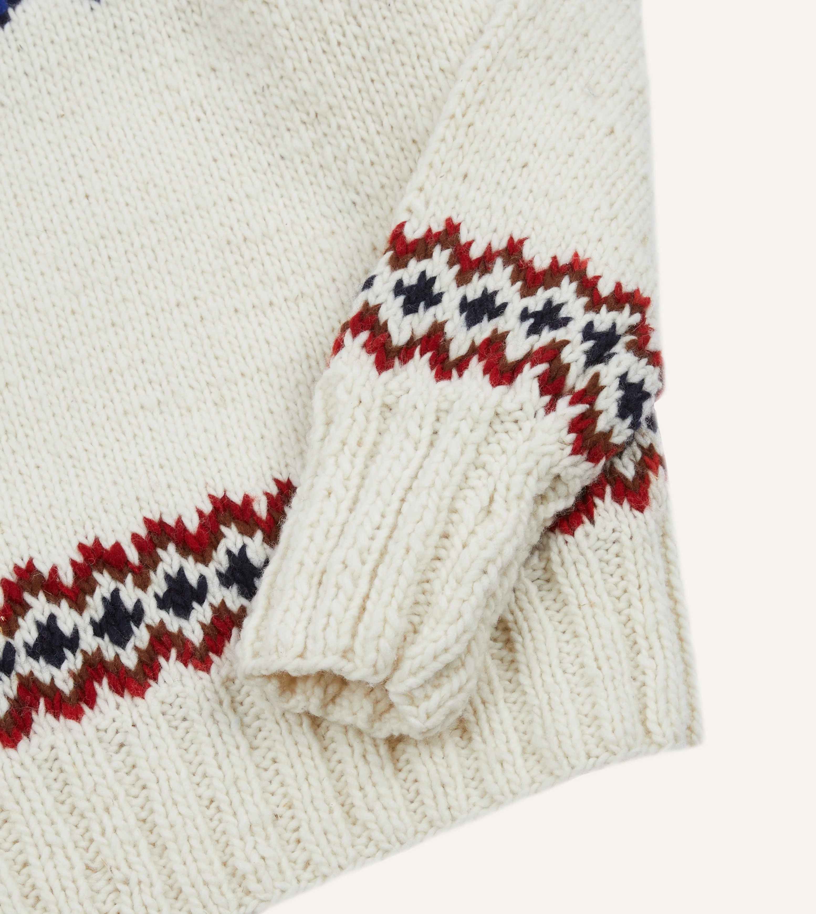 Chamula for Drake's Ecru and Red Fairisle Merino Jumper - Image 4