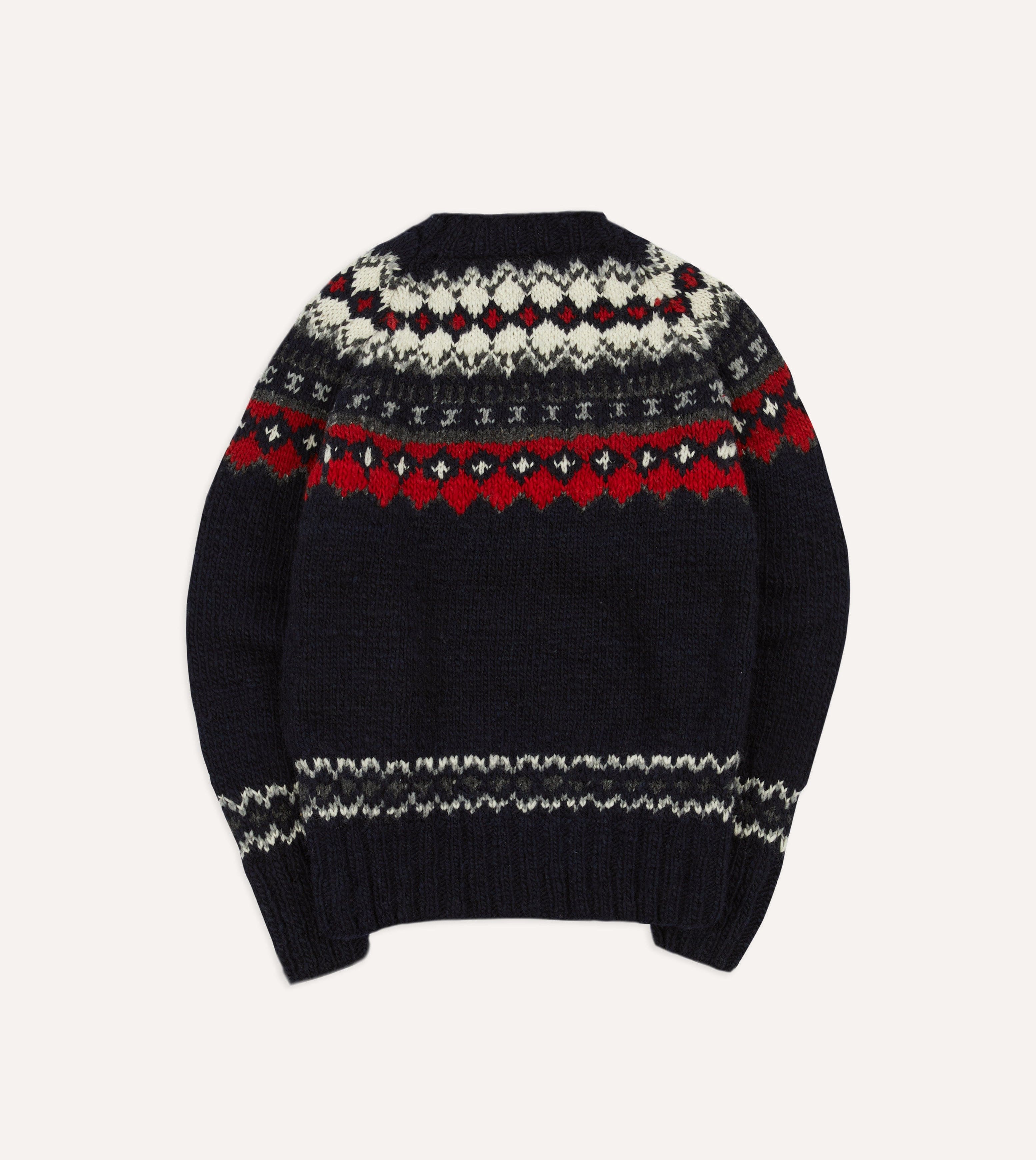 Chamula for Drake's Navy and Red Fairisle Merino Jumper - Image 5