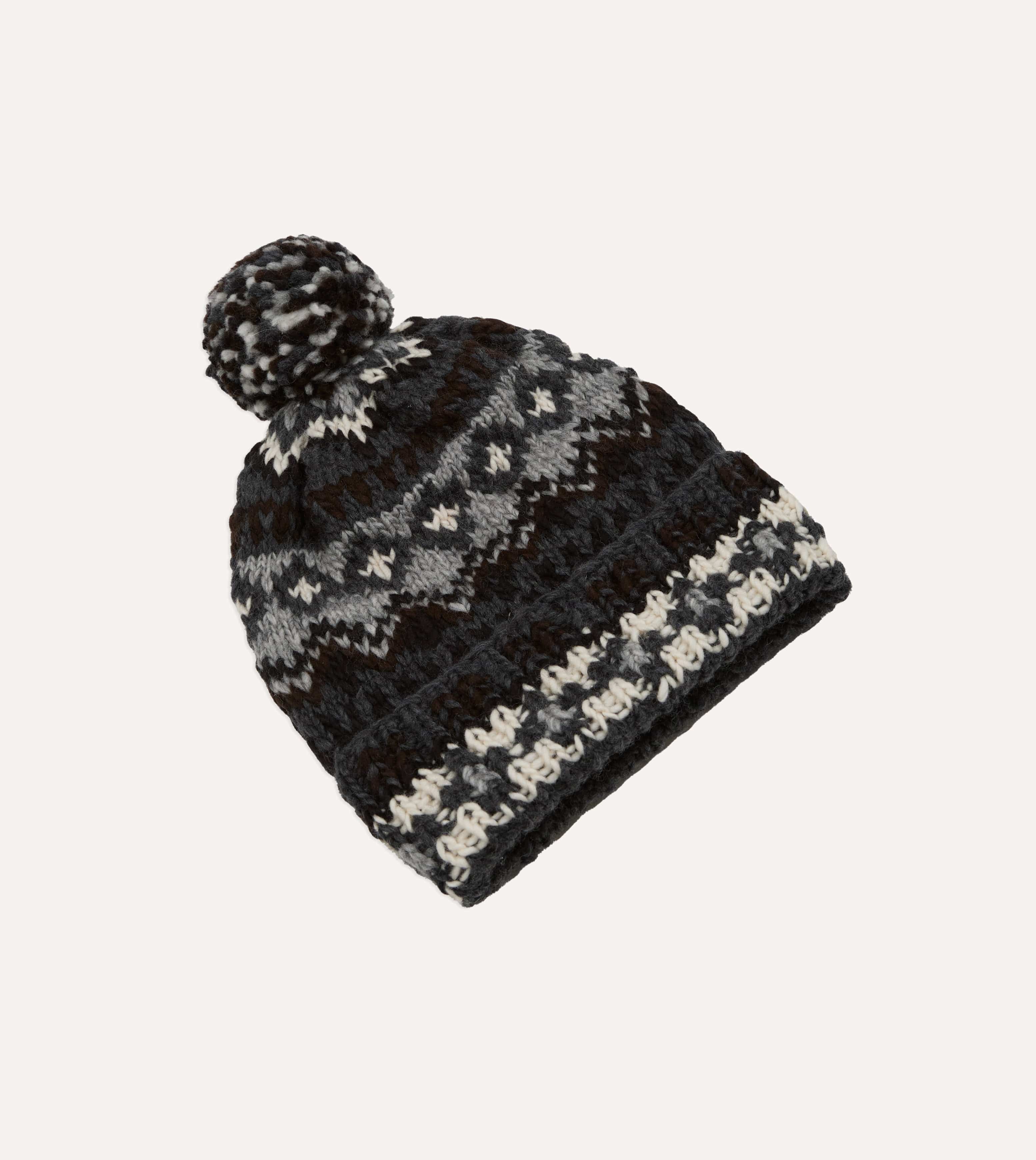 Chamula Grey Fairisle Merino Knit Cap - Image 3