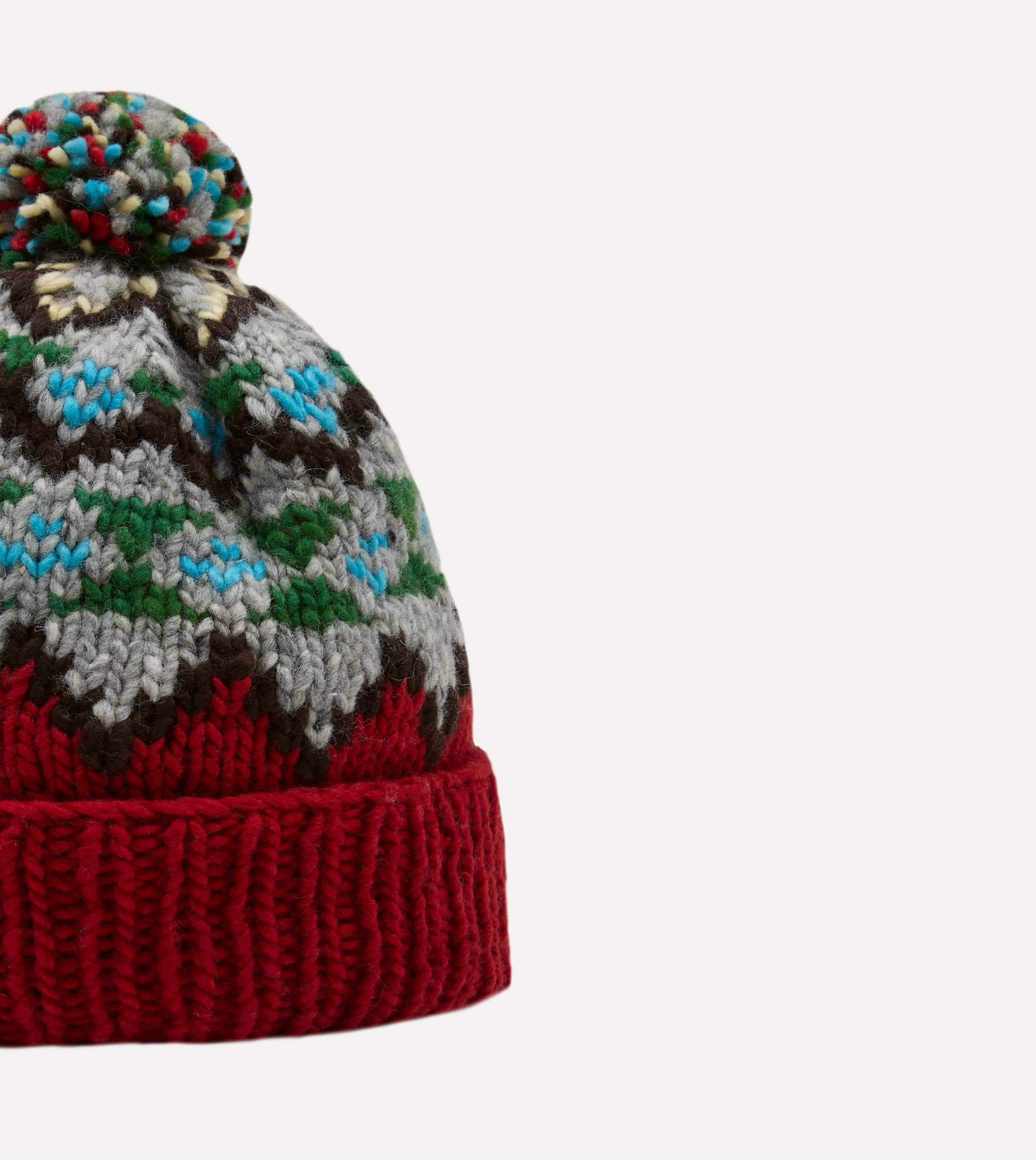 Chamula Red Fairisle Merino Knit Cap - Image 4