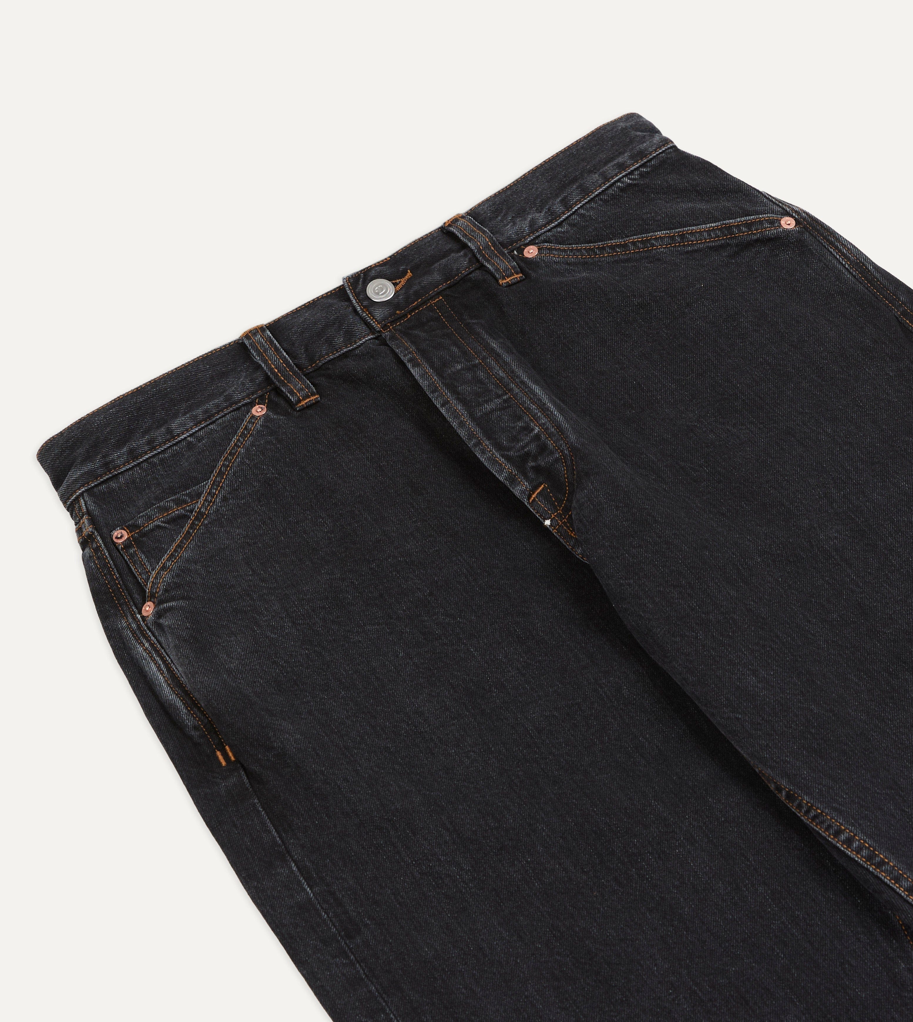 Charcoal 12.3oz Japanese Selvedge Denim Five-Pocket Jeans - Image 4