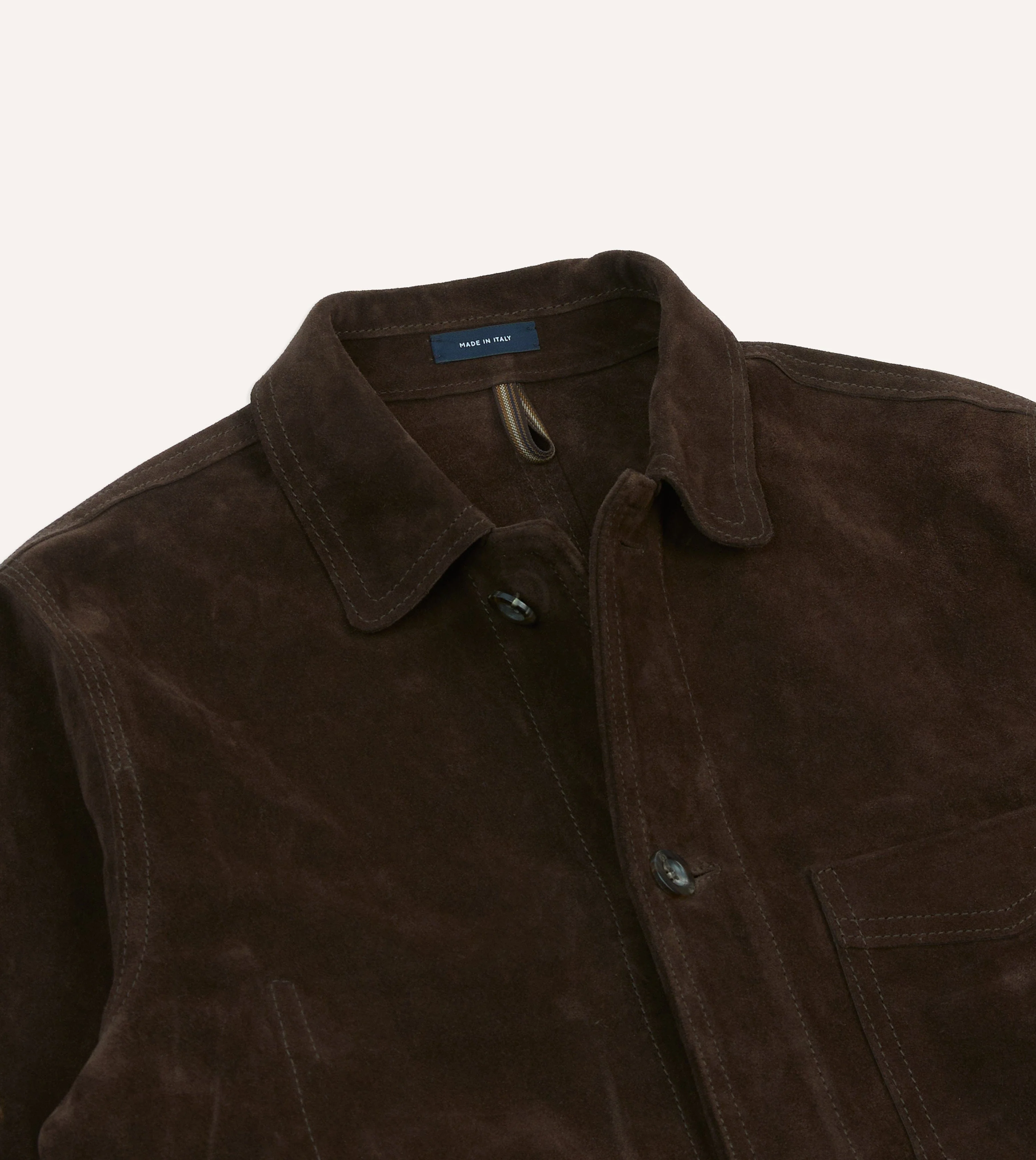 Chocolate Brown Heavyweight Suede Five-Pocket Chore Jacket - Image 4