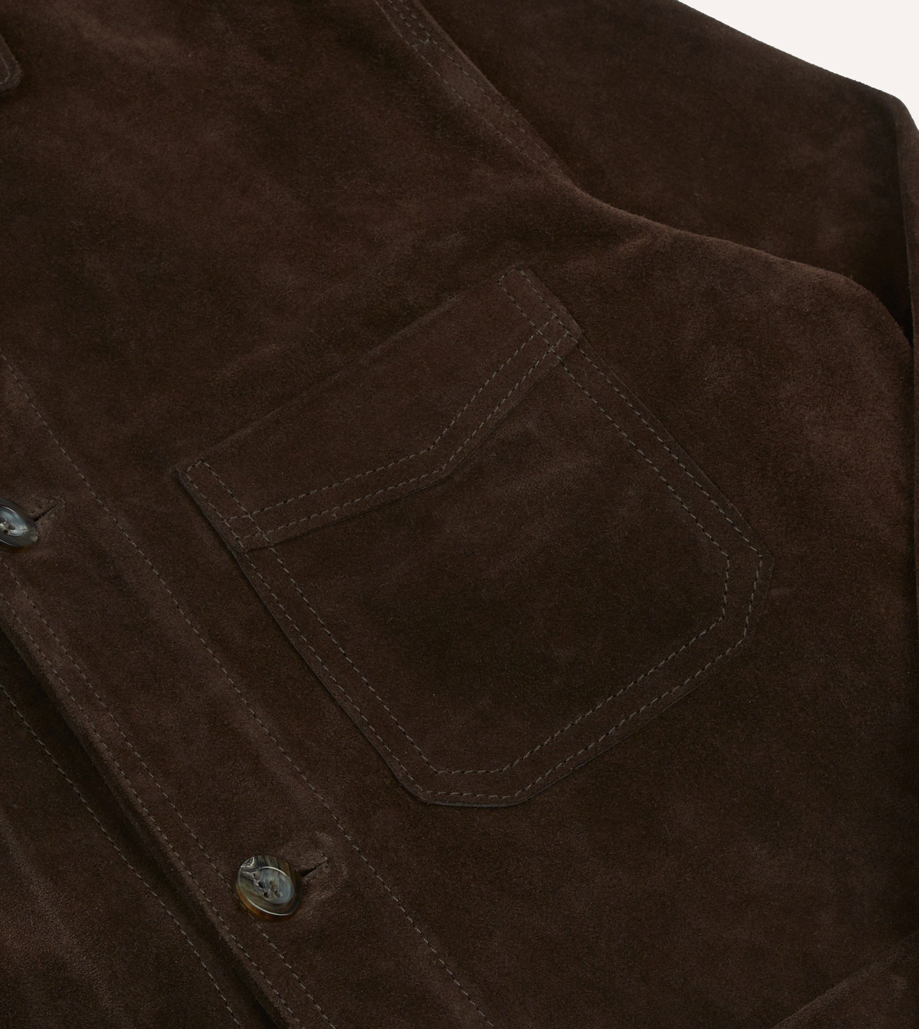 Chocolate Brown Heavyweight Suede Five-Pocket Chore Jacket - Image 5