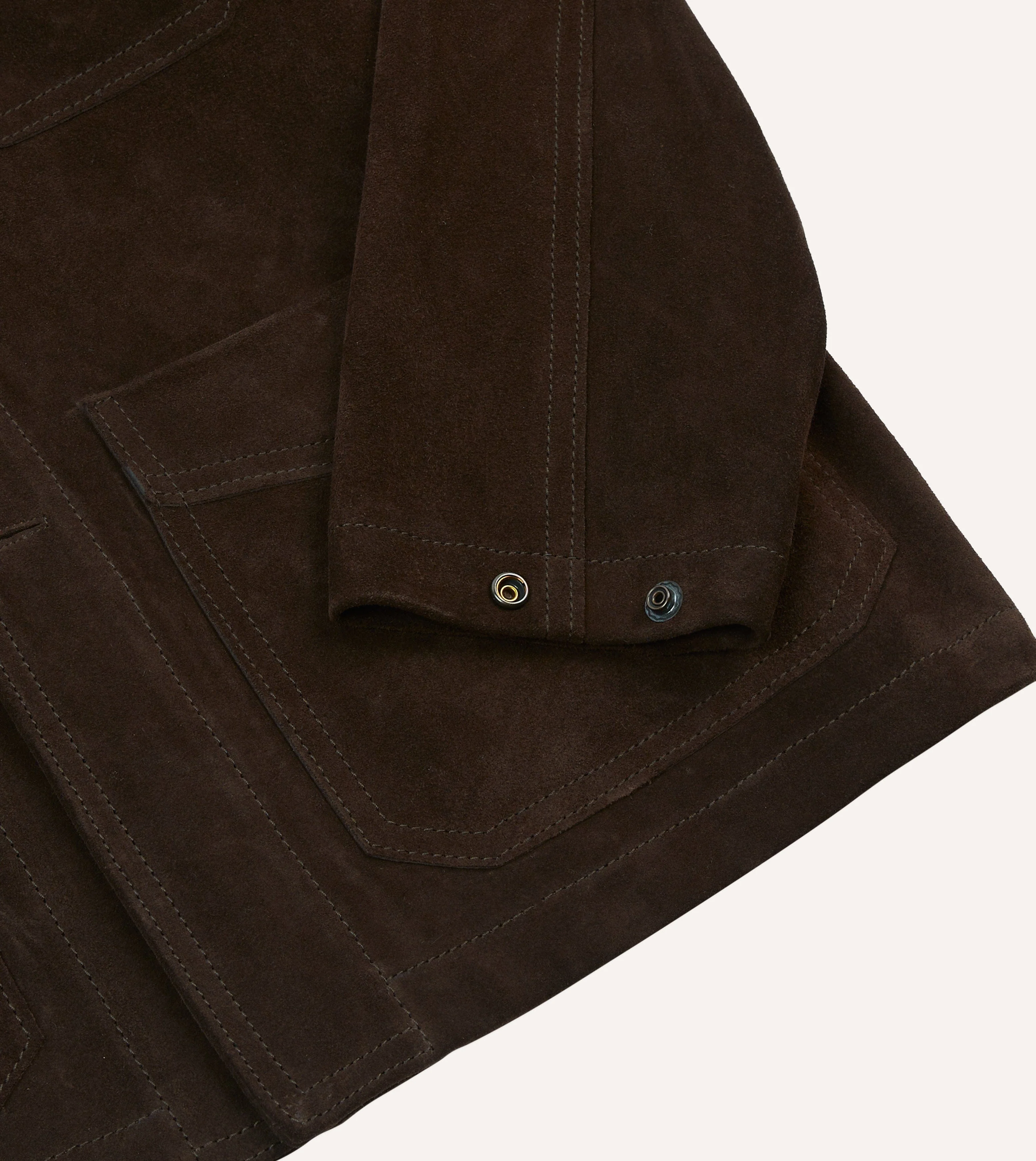 Chocolate Brown Heavyweight Suede Five-Pocket Chore Jacket - Image 6