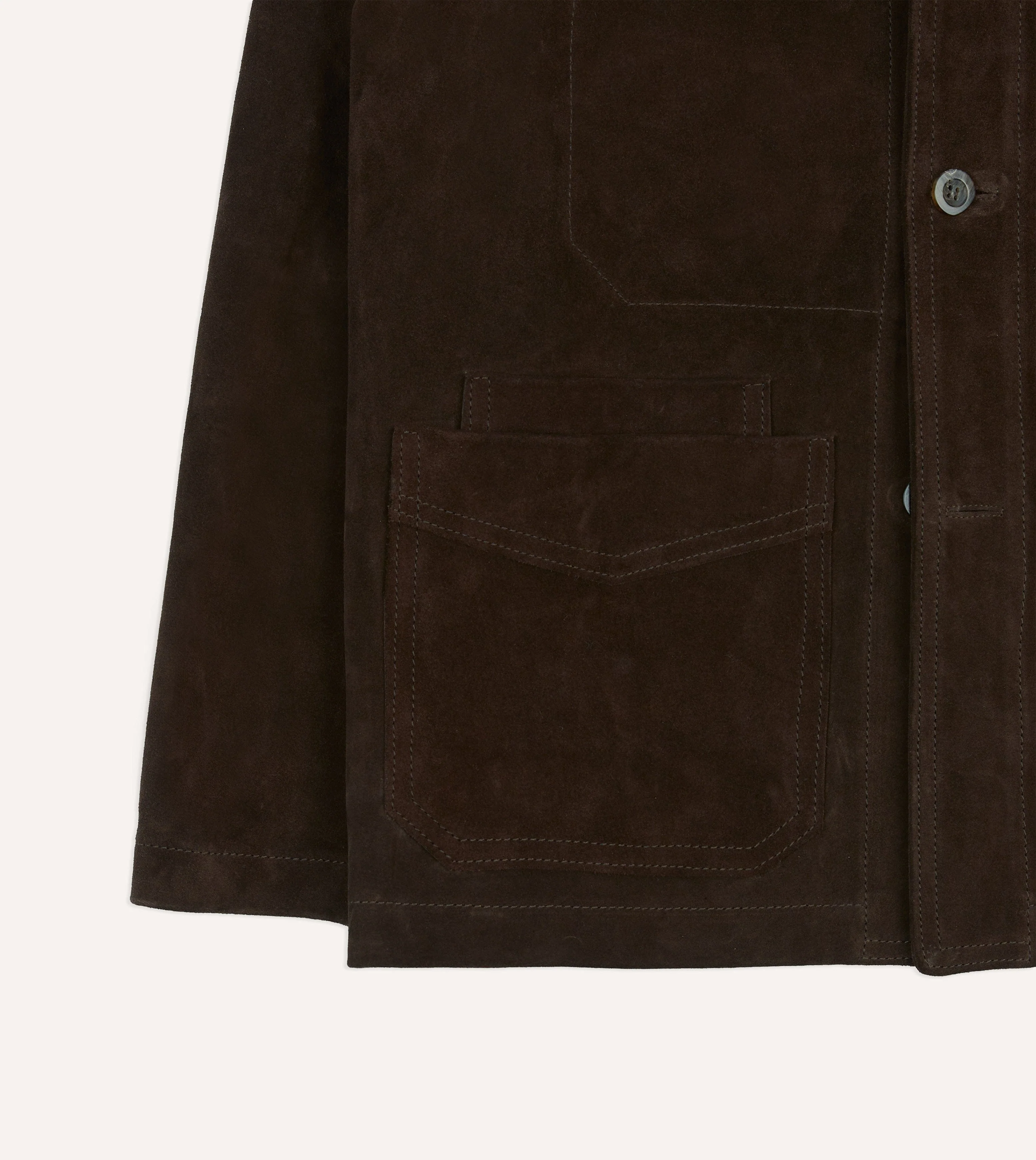 Chocolate Brown Heavyweight Suede Five-Pocket Chore Jacket - Image 7