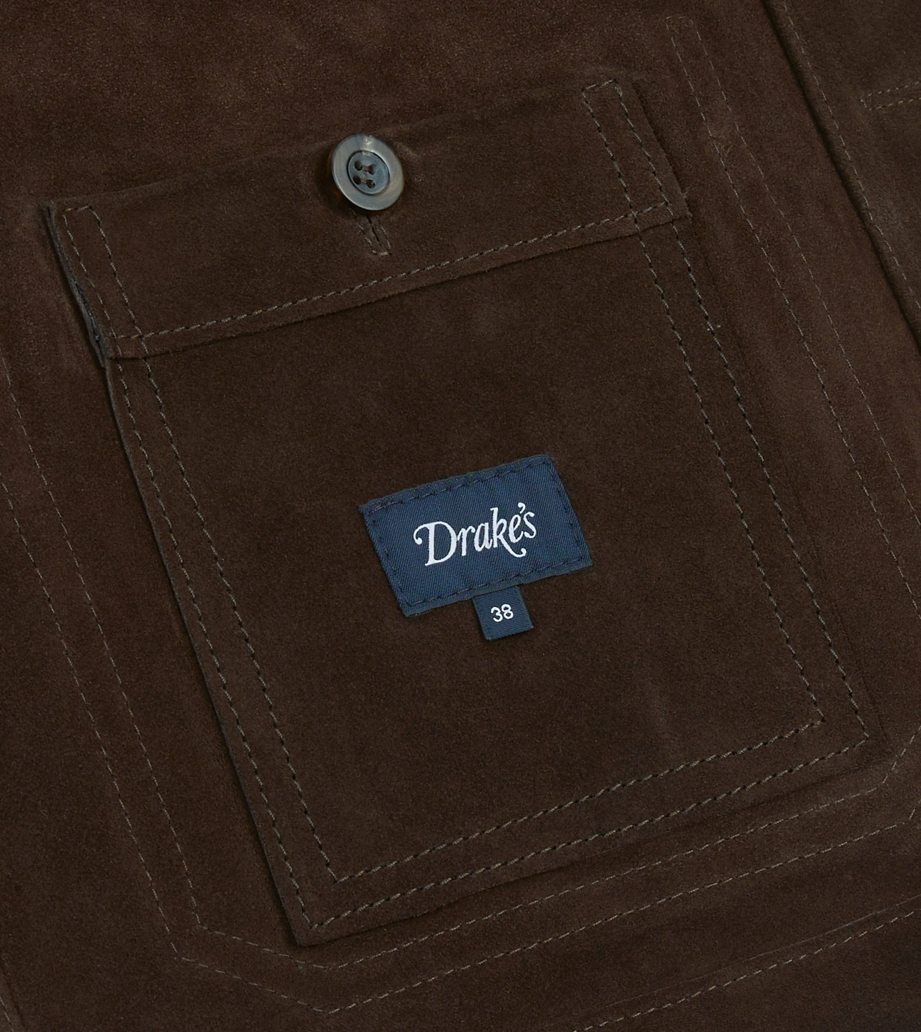 Chocolate Brown Heavyweight Suede Five-Pocket Chore Jacket - Image 8