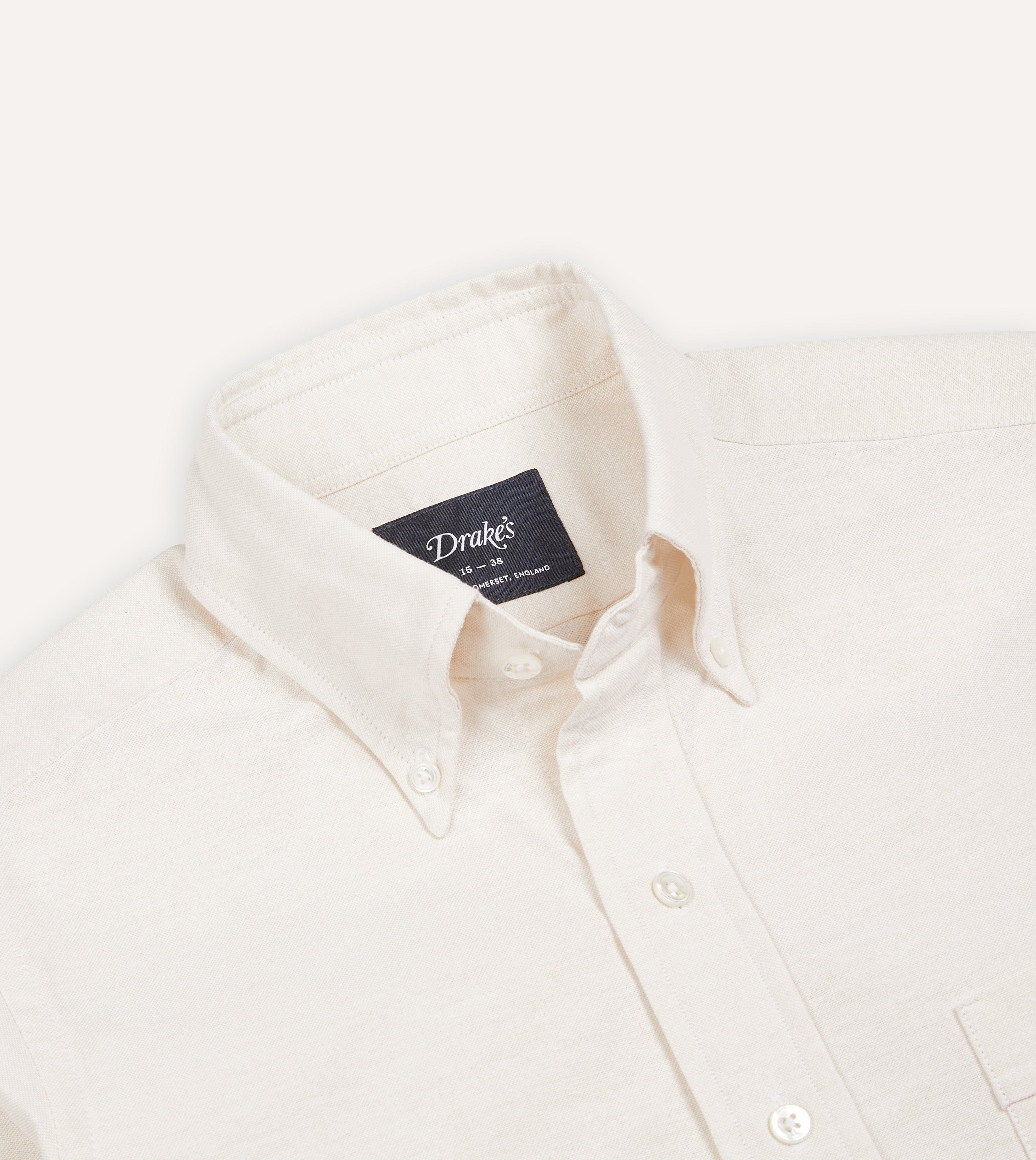 Cream Cotton Oxford Cloth Button-Down Shirt - Image 3