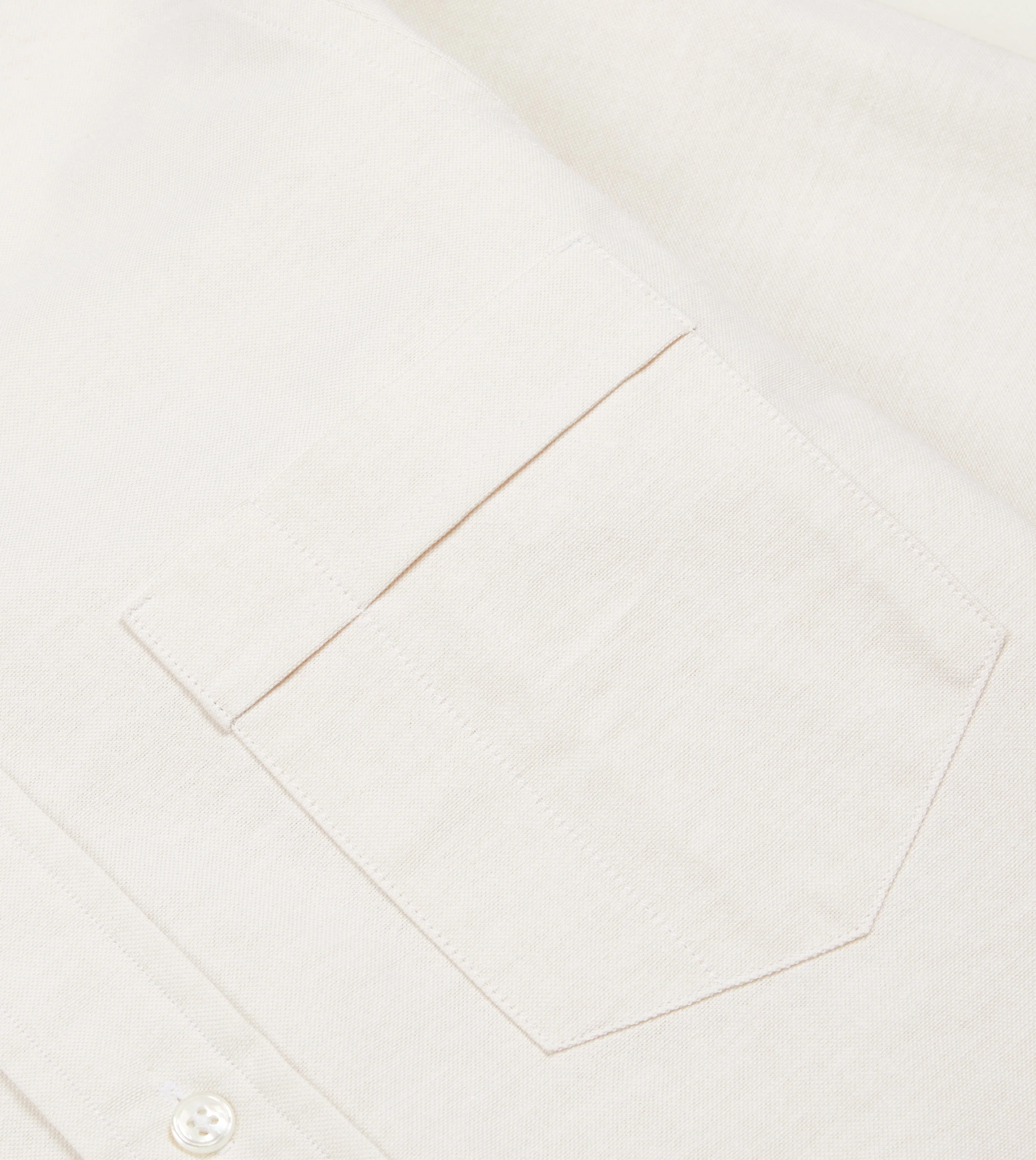 Cream Cotton Oxford Cloth Button-Down Shirt - Image 4