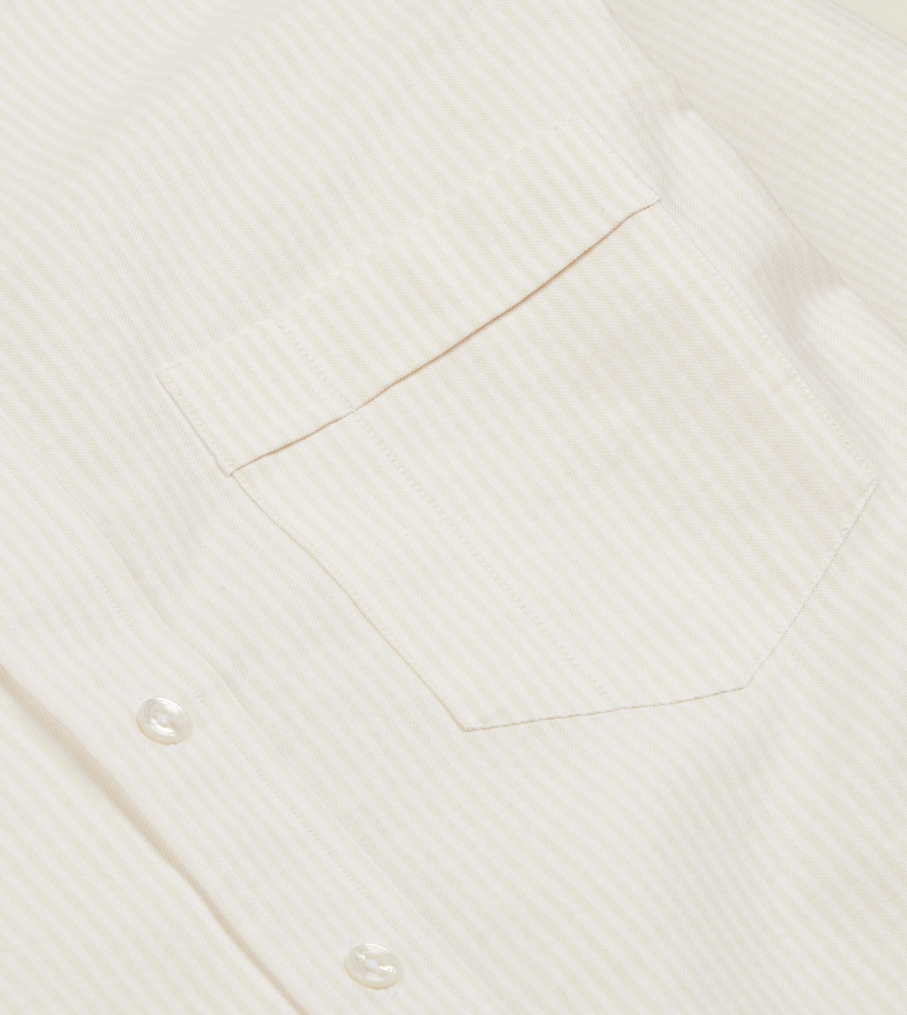 Cream Ticking Stripe Cotton Oxford Cloth Button-Down Shirt - Image 4
