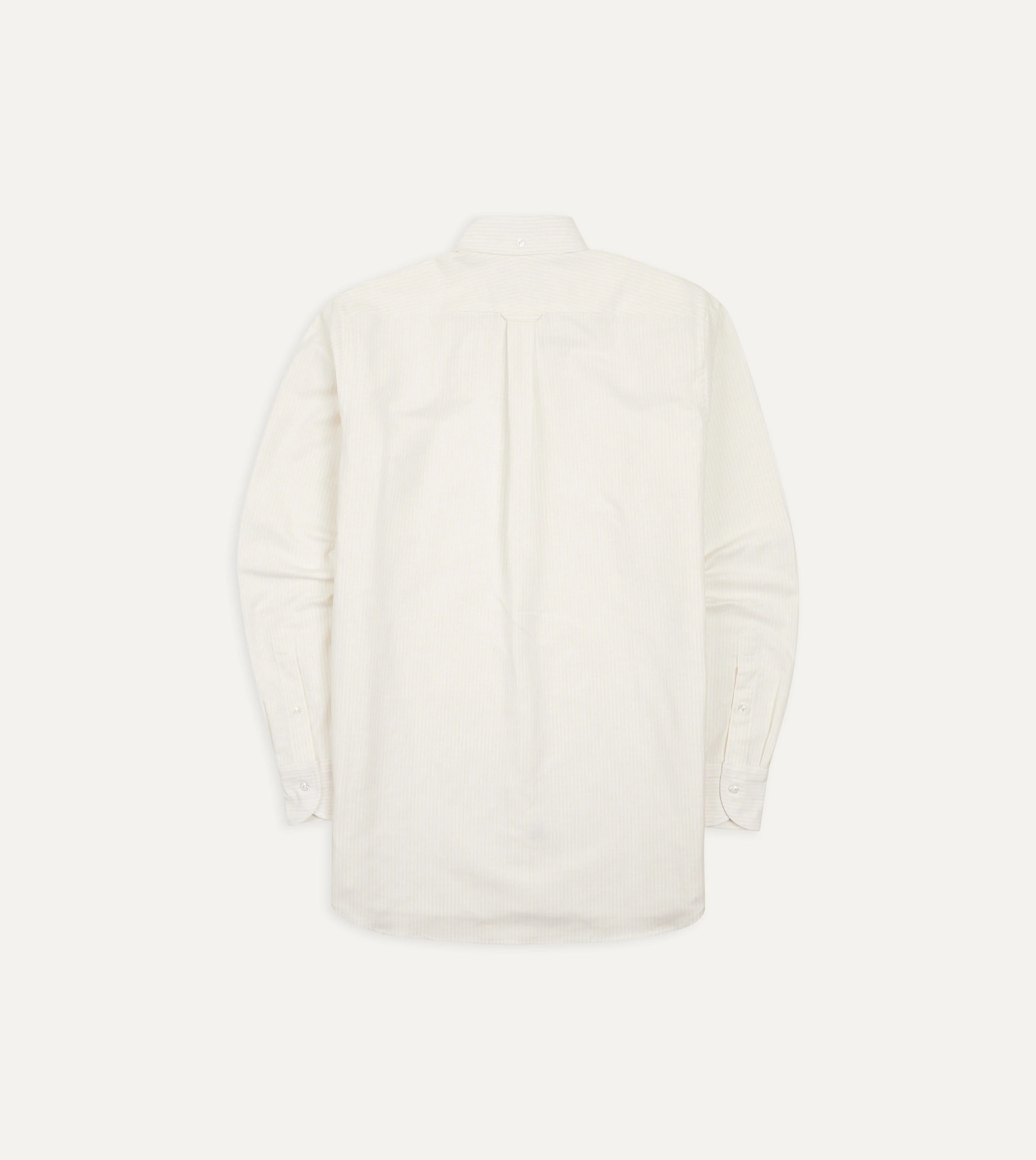 Cream Ticking Stripe Cotton Oxford Cloth Button-Down Shirt - Image 6