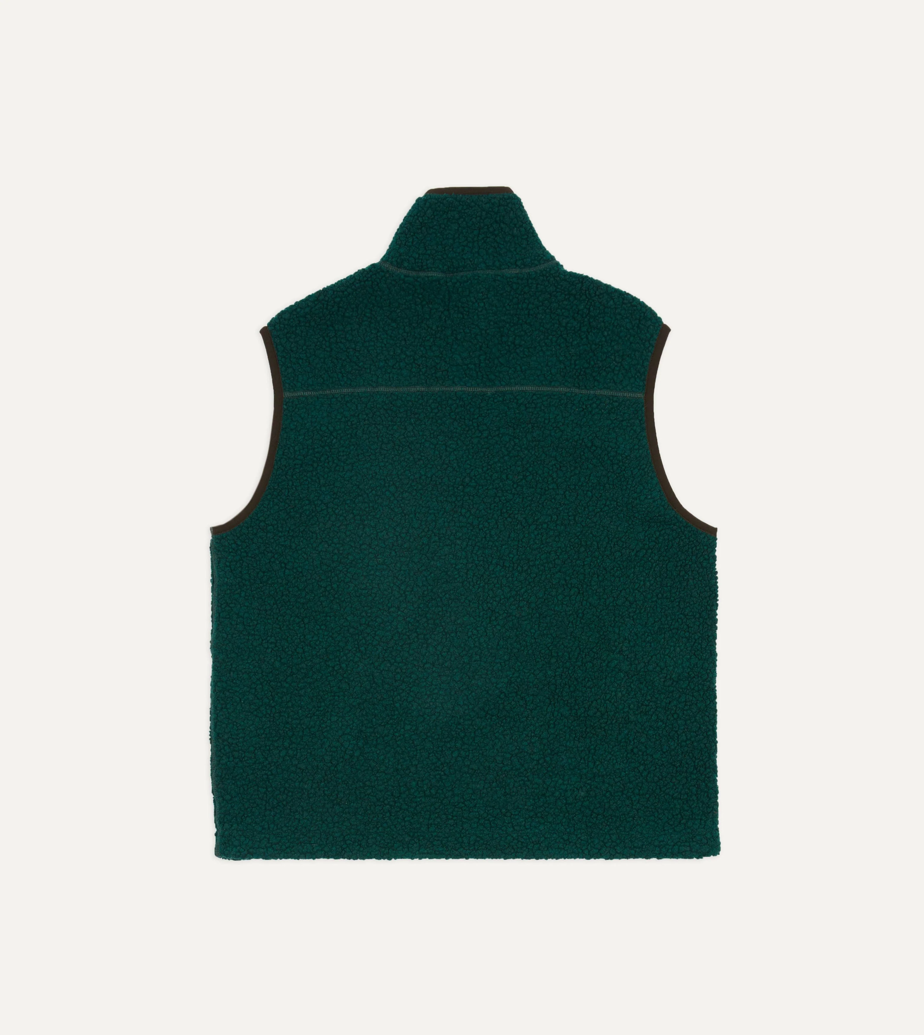 Dark Green Boucle Wool Zip Fleece Vest - Image 6