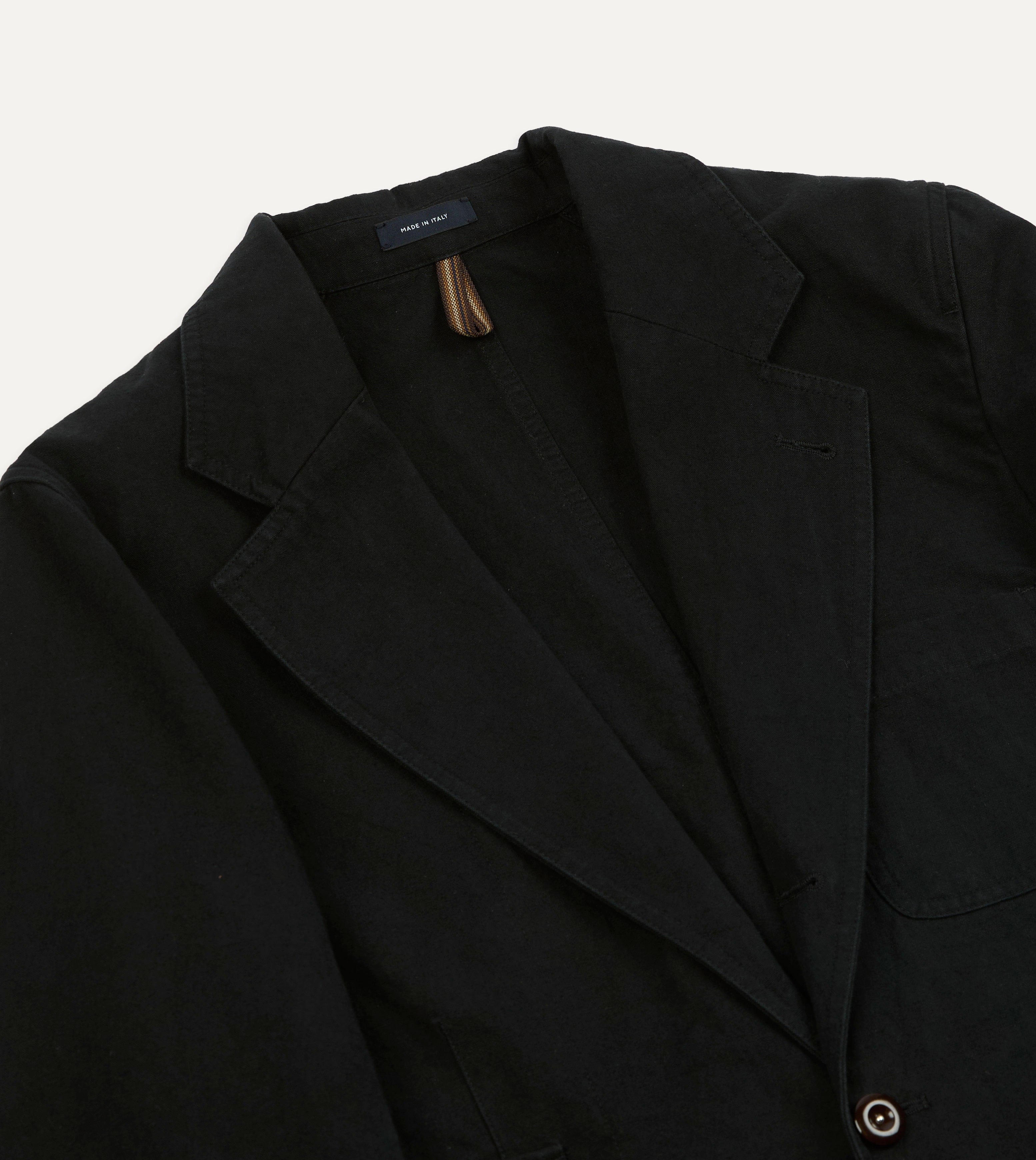 Drake's by A. Levine Black Cotton-Linen Games Blazer Mk. IV - Image 3