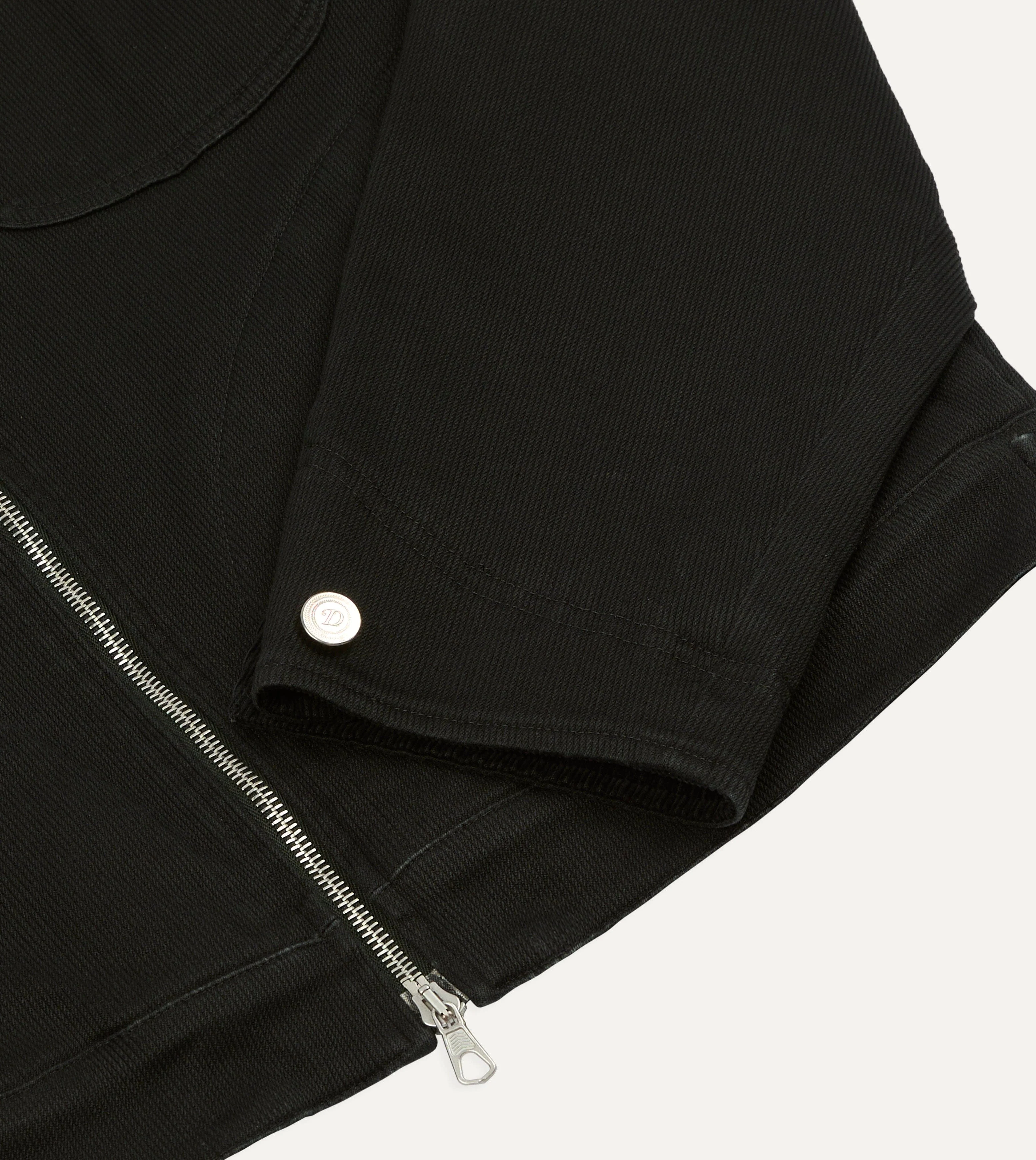 Drake's by A. Levine Black Cotton Trucker Jacket - Image 5