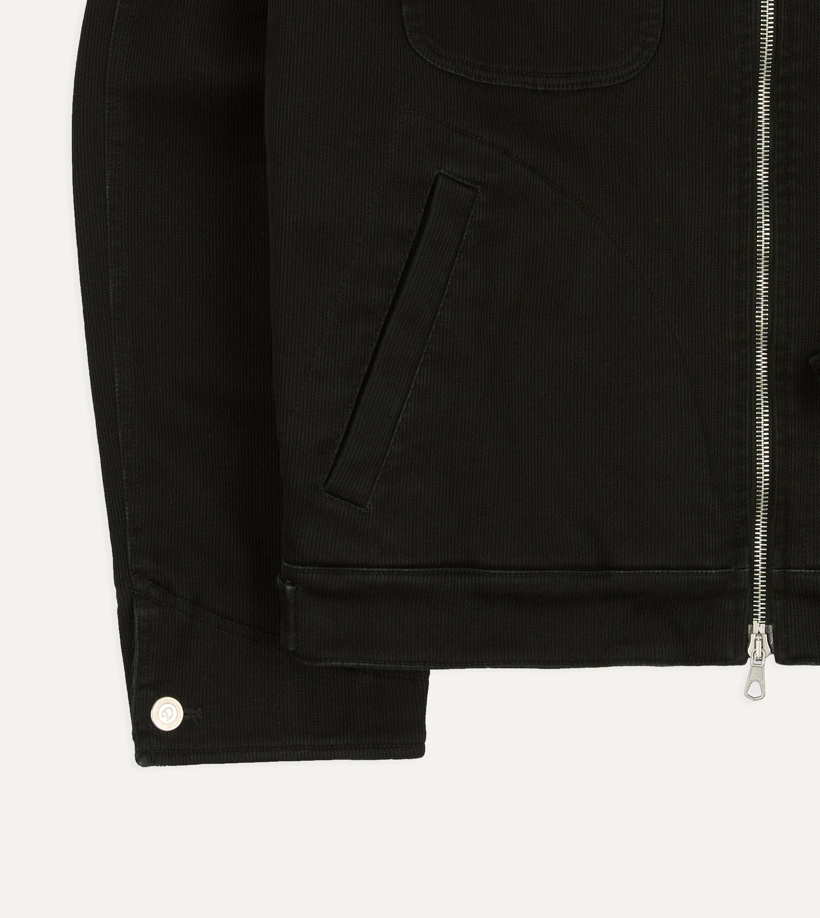 Drake's by A. Levine Black Cotton Trucker Jacket - Image 6