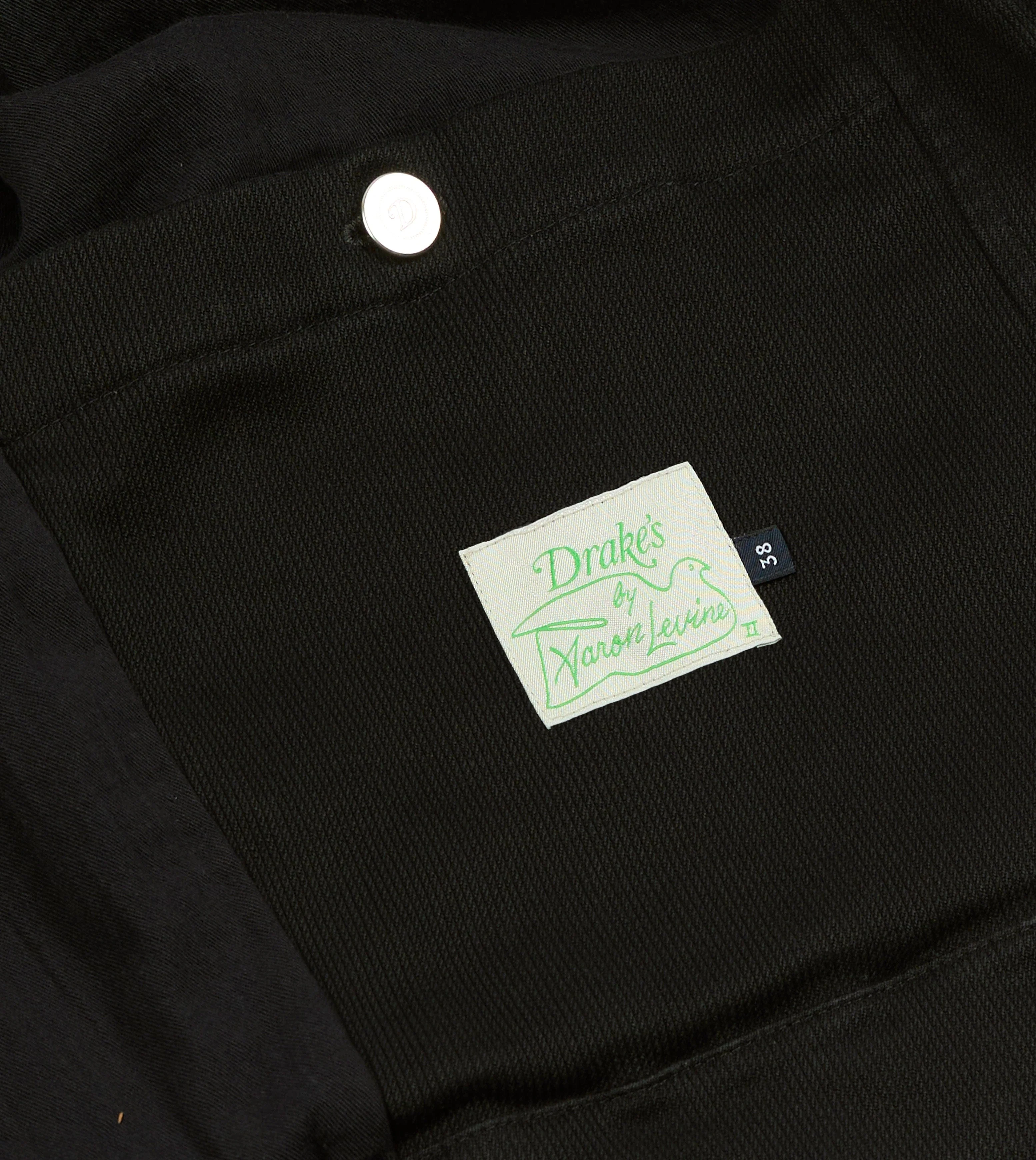 Drake's by A. Levine Black Cotton Trucker Jacket - Image 7