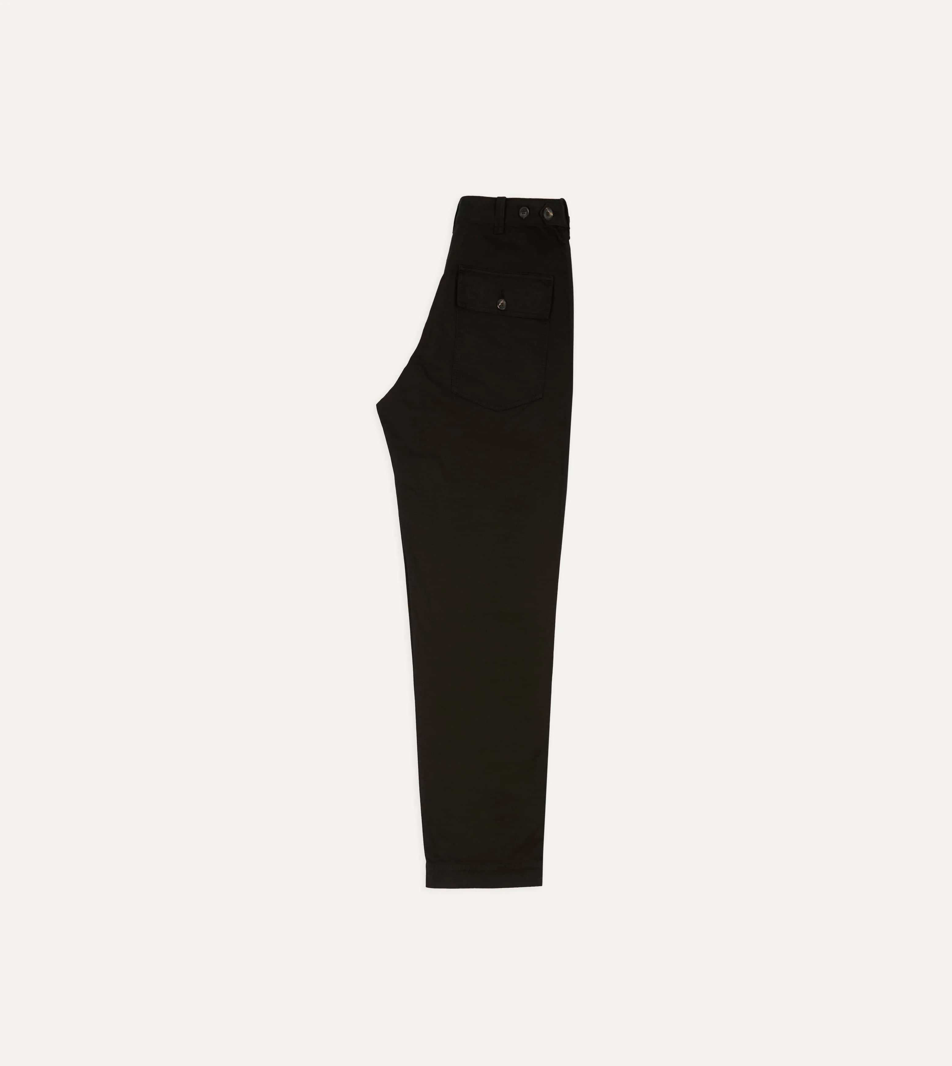 Drake's by A. Levine Black Herringbone Cotton Fatigue Trouser - Image 6
