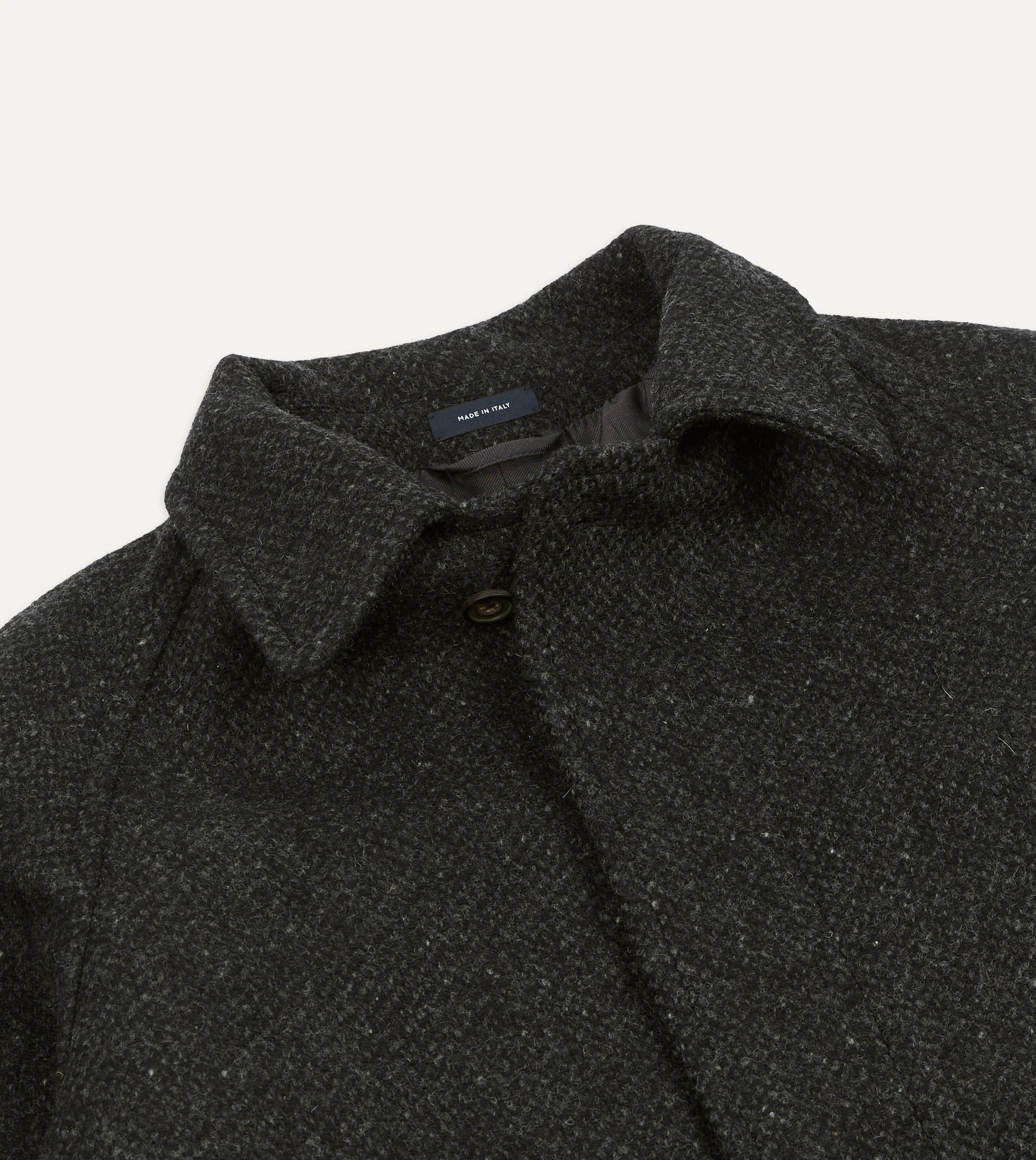 Drake's by A. Levine Black Wool Raglan Overcoat - Image 3
