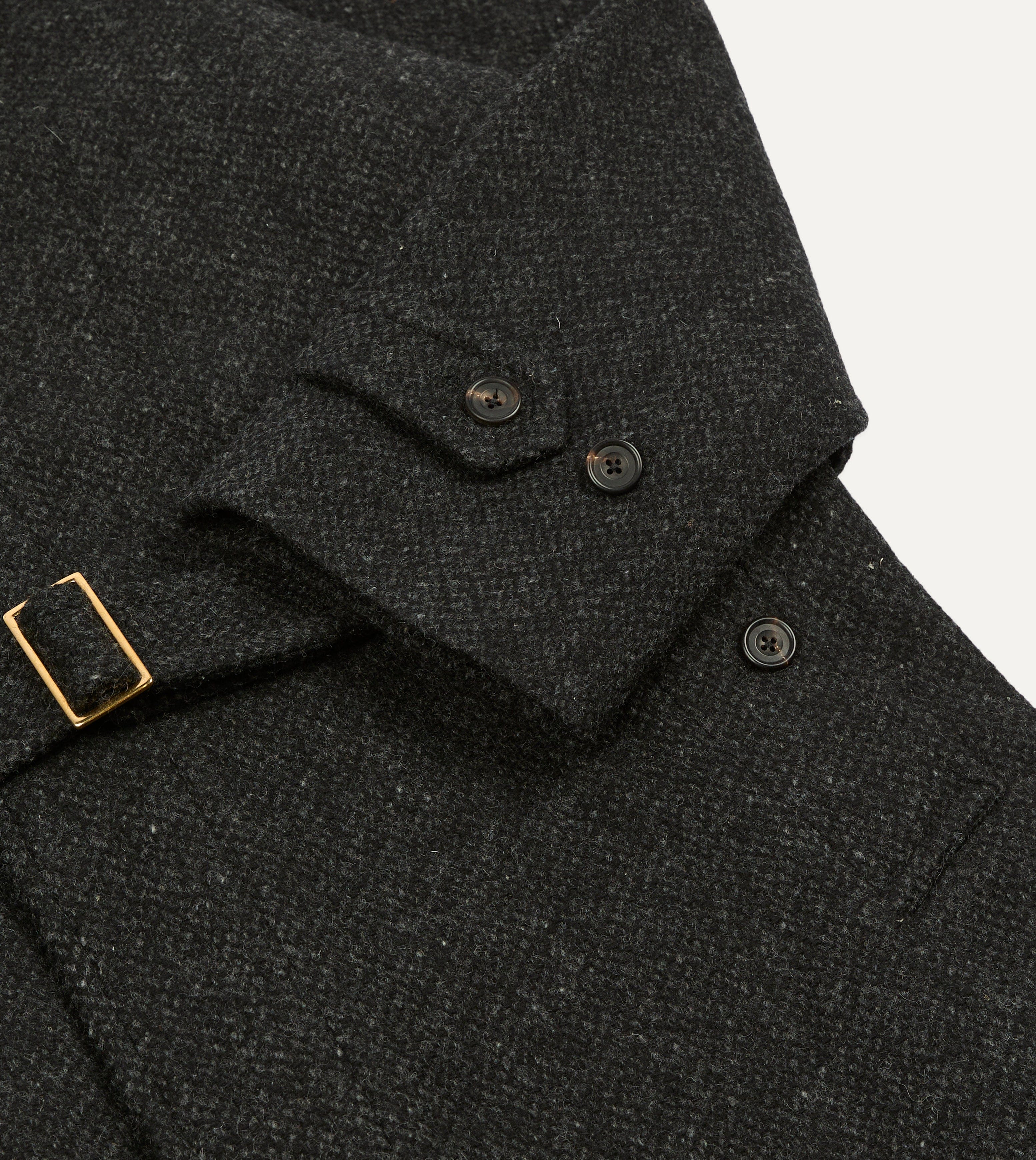 Drake's by A. Levine Black Wool Raglan Overcoat - Image 4