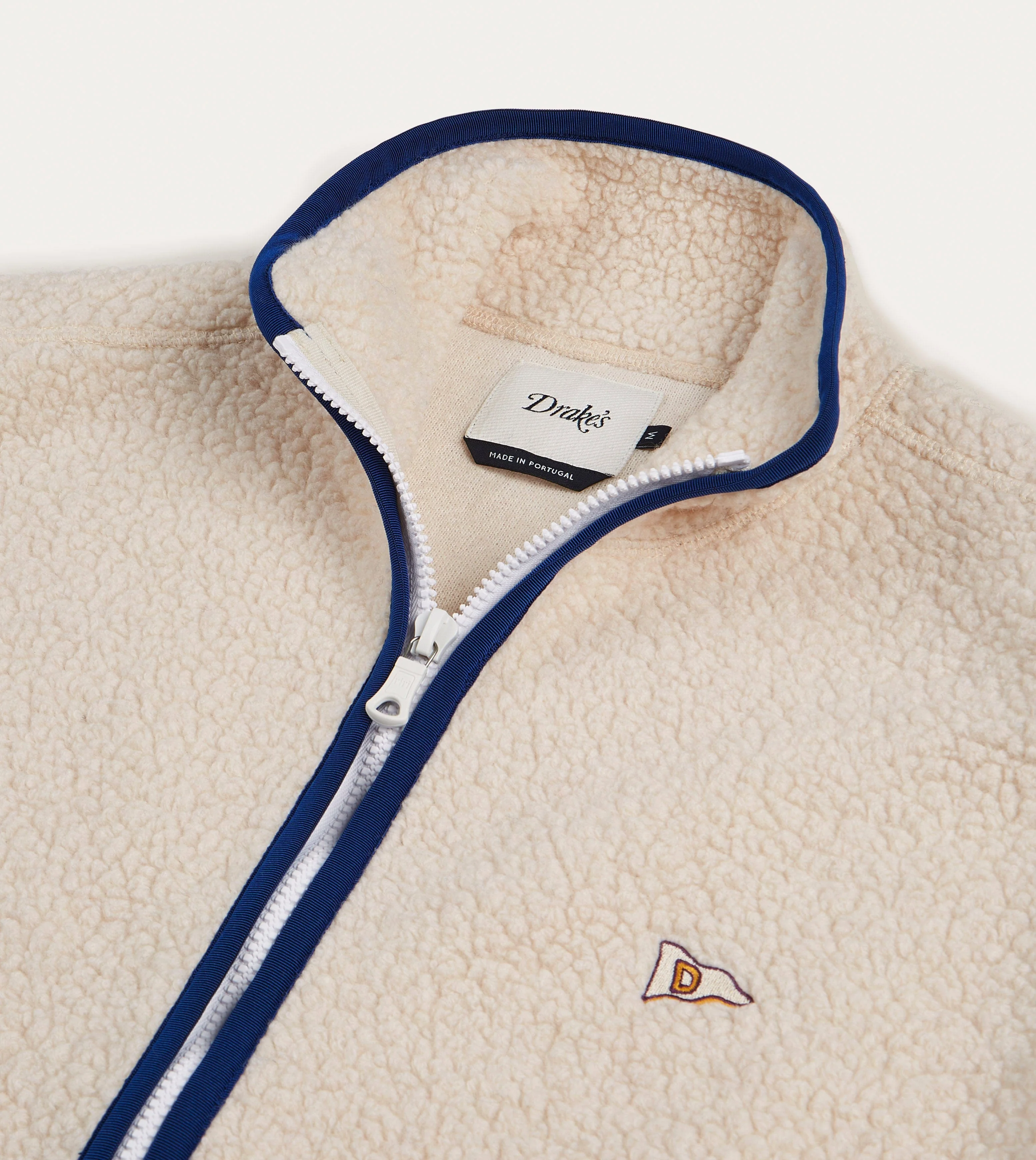 Ecru Boucle Wool Zip Fleece Vest - Image 3
